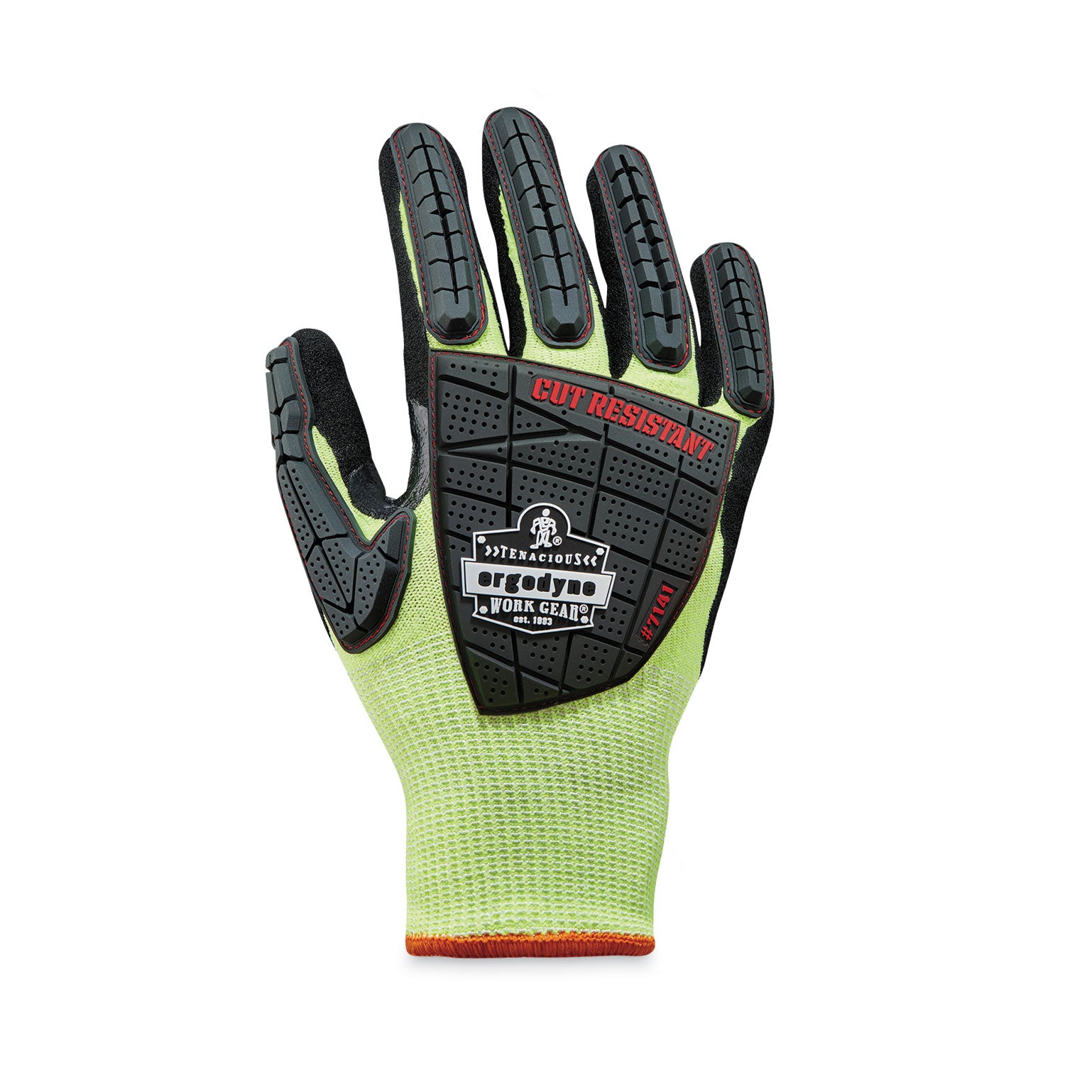 Ergodyne ProFlex 7141 Nitrile-Coated DIR Level 4 Cut-Resistant Gloves, Large, Lime, 1.75" Thick, 10" Length, 2 Pairs per Pack, 72 Packs per Carton
