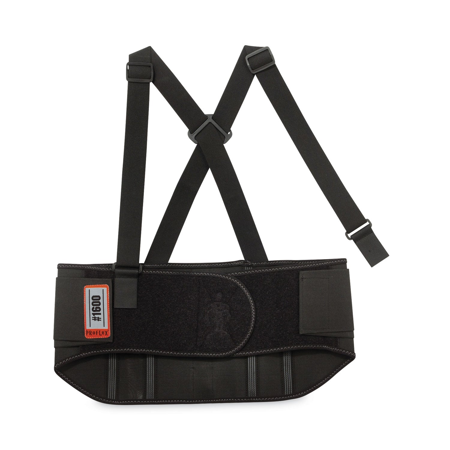 Ergodyne ProFlex 1600 Standard Back Support Brace - 25" to 30" Waist Size - Black - Polypropylene, Elastic, Rubber - 1 Each
