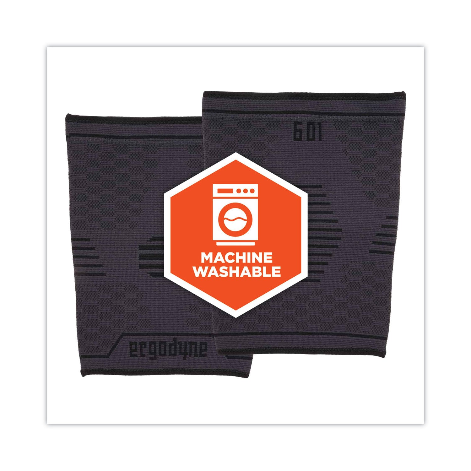 Ergodyne ProFlex 601 Knee Compression Sleeve - 12.20" to 13.78" Knee Circumference - Black - Silicone, Elastic - 1 Each