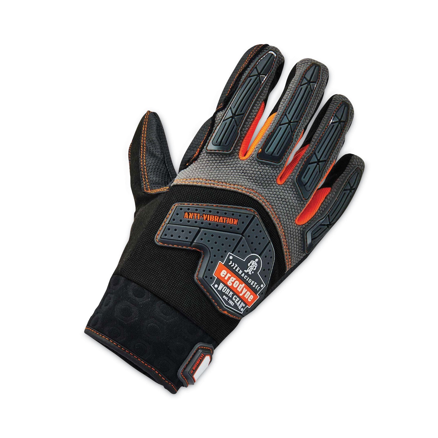 Ergodyne ProFlex 9015F(x) Certified Anti-Vibration Gloves with DIR Protection, Large, Black, 2.50" Thickness, 13" Length, 2 Pairs, Padded Palm, Impact Resistant, Breathable, Reinforced Thumb, Debris Resistant