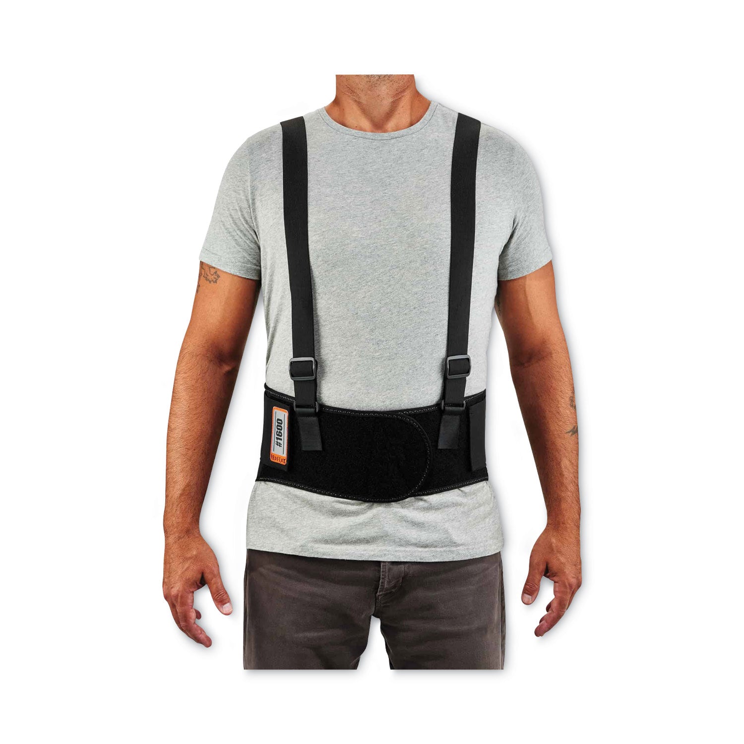 Ergodyne ProFlex 1600 Standard Back Support Brace - 34" to 38" Waist Size - Black - Elastic, Polypropylene, Rubber - 1 Each