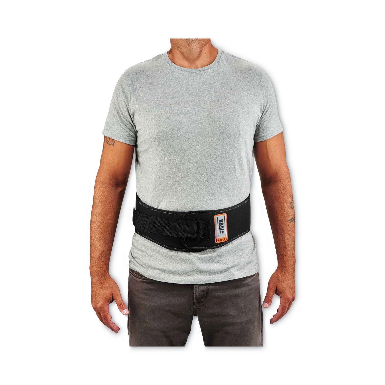 Ergodyne ProFlex 1500 Weight Lifters Support Brace - 30" to 34" Waist Size - Black - 900D Nylon - 1 Each