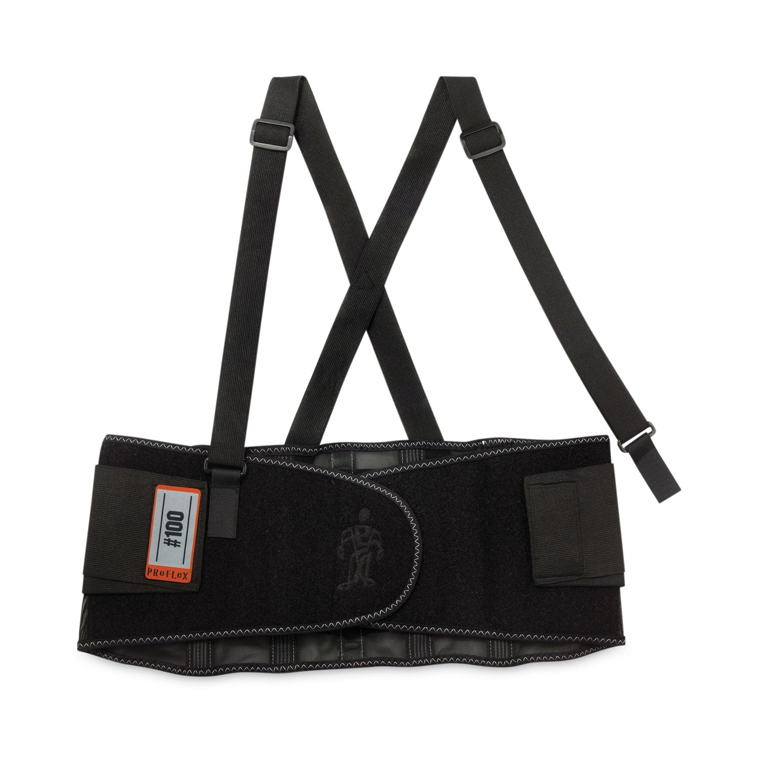Ergodyne ProFlex 100 Economy Back Support Brace - 34" to 38" Waist Size - Black - 280D Spandex, Rubber, Polypropylene - 1 Each
