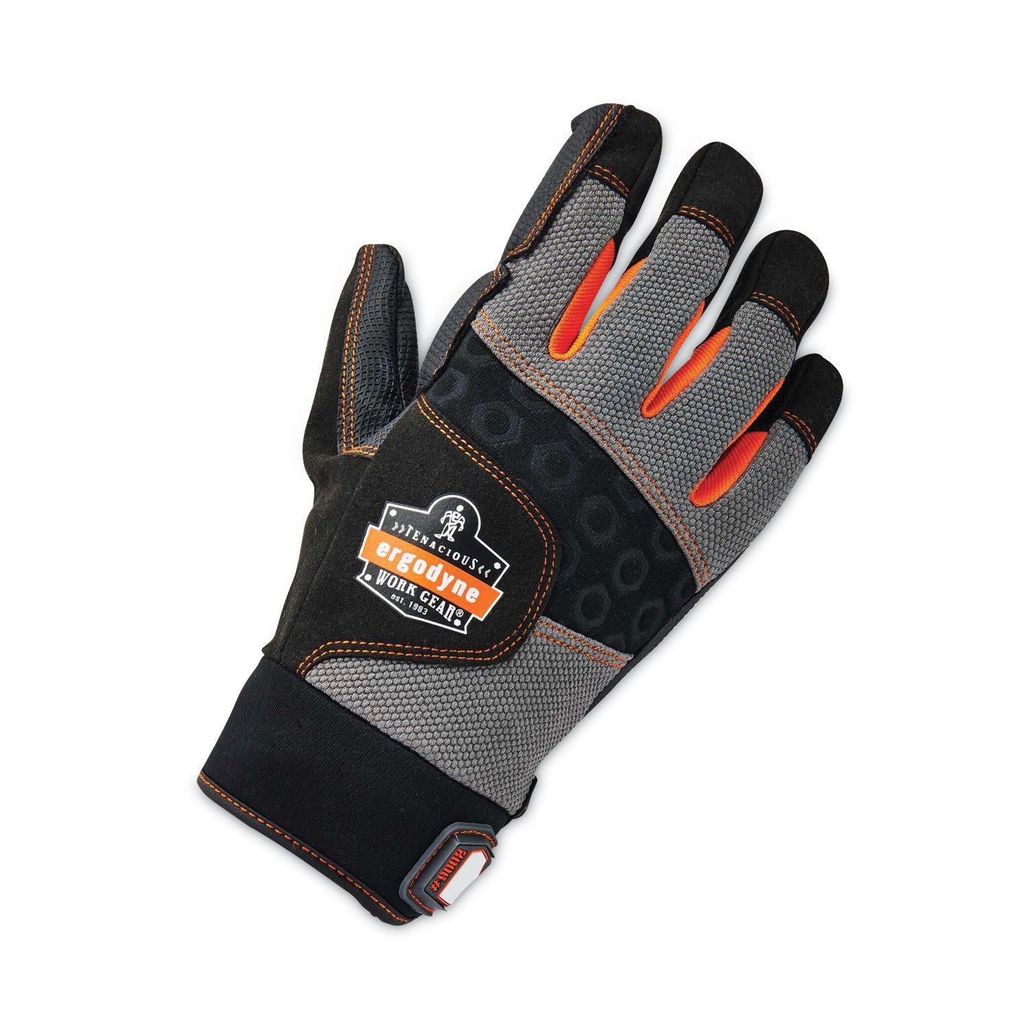 Ergodyne ProFlex 9002 Certified Full-Finger Anti-Vibration Gloves, Medium, Black, Padded Palm, Impact Resistant, Reinforced Thumb & Fingertip, 2 Pairs