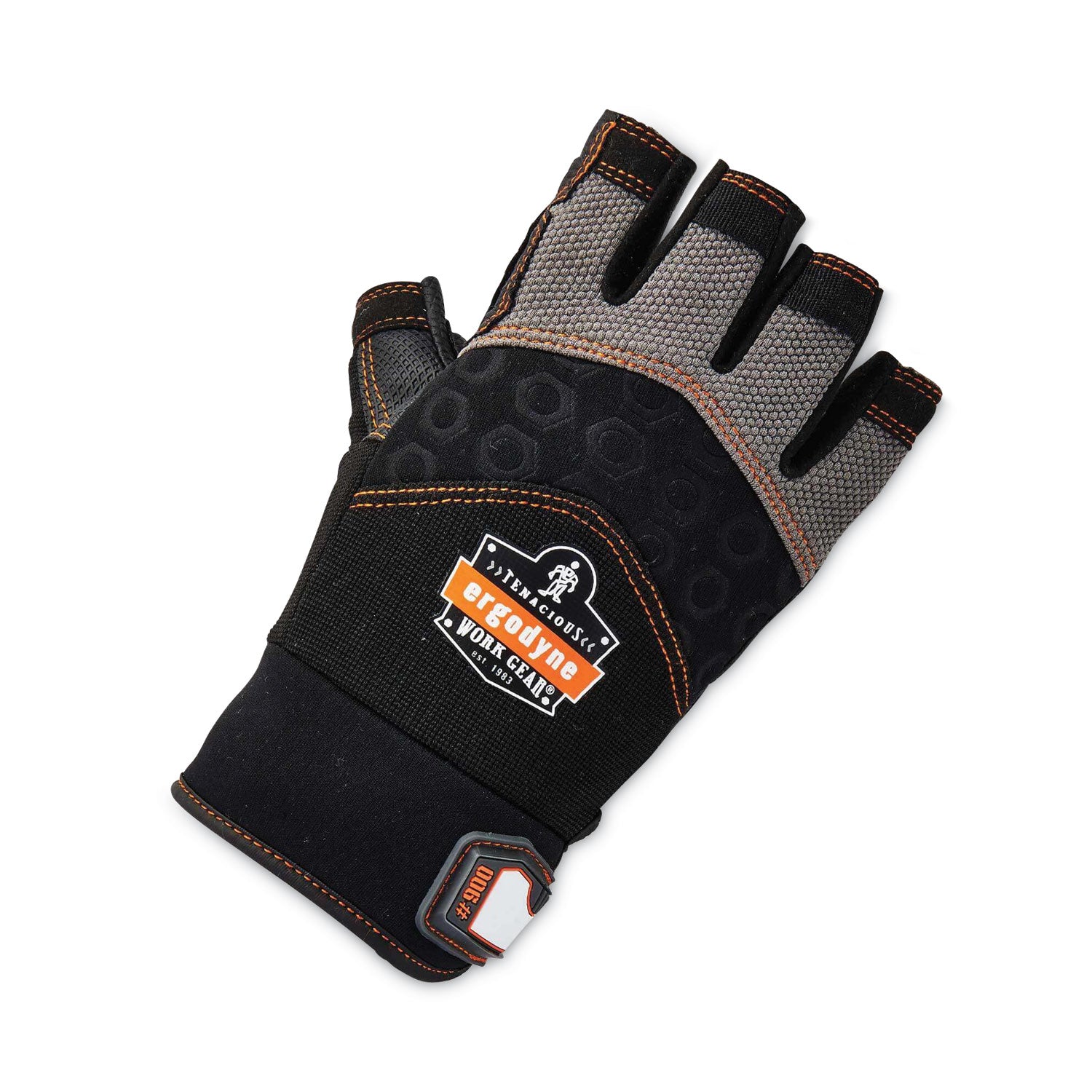 Ergodyne ProFlex 900 Half-Finger Impact Gloves, XXL, Black, 1.50" Thick, 11.75" Length, Shock & Impact Resistant, Breathable, Reinforced Thumb, Padded Palm, 2 Pairs