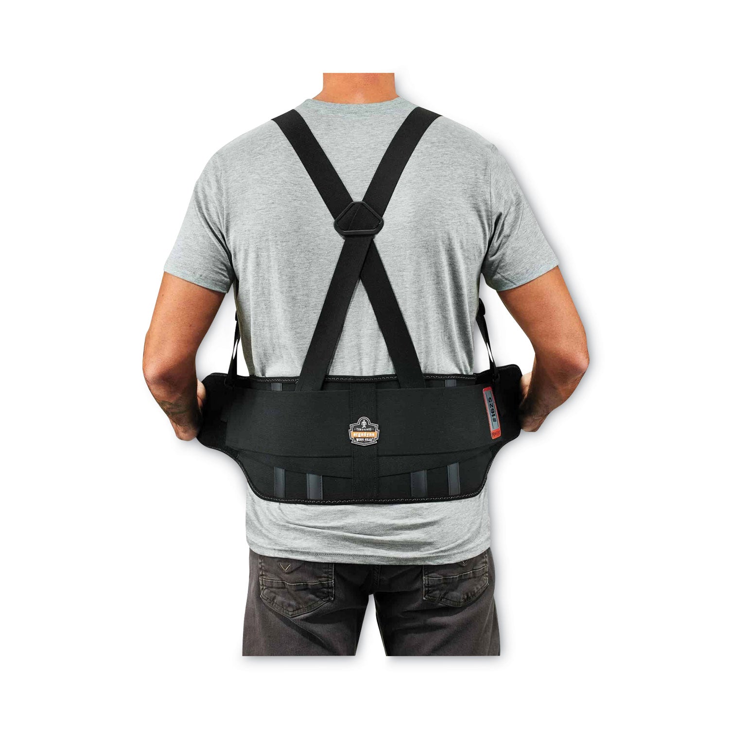Ergodyne ProFlex 1625 Elastic Back Support Brace - 34" to 38" Waist Size - Black - Elastic, Polypropylene, Rubber - 1 Each