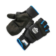 Ergodyne ProFlex 816 Thermal Flip-Top Gloves, Large, Black, 3" Thick, 11.75" Length, Weather & Cold Resistant, Reinforced Palm & Thumb, Reflective Accent, Machine Washable, 2 Pairs