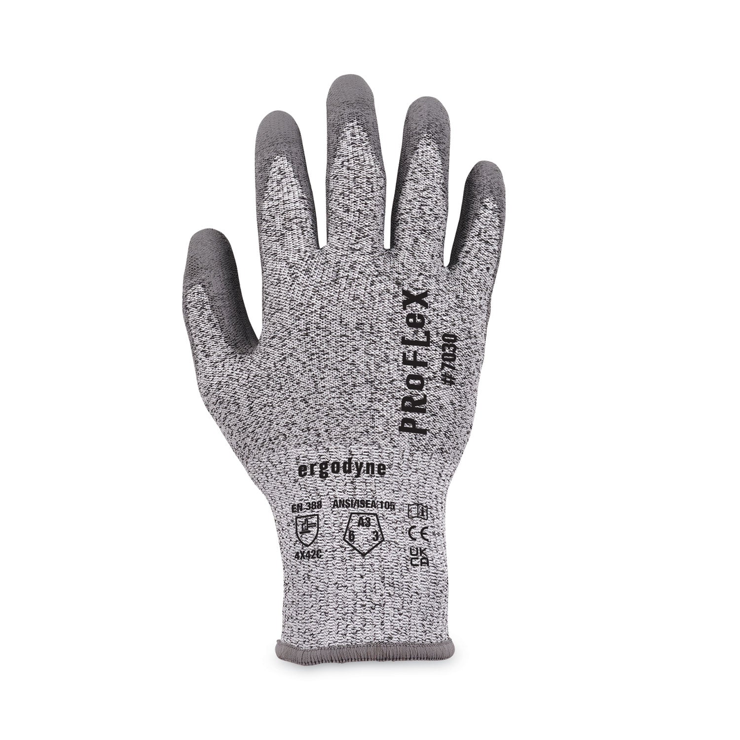 Ergodyne ProFlex 7030 PU-Coated Cut-Resistant Gloves, Large, Gray, HPPE/Nylon Spandex, Polyurethane Palm, Touchscreen Capable, Abrasion and Cut Resistant, 2 Pairs per Pack