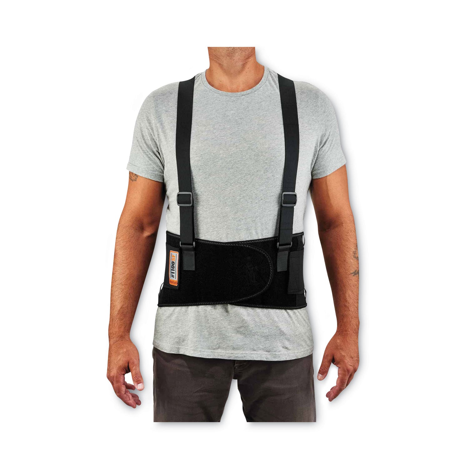 Ergodyne ProFlex 1100SF Spandex Back Support Brace - 25" to 30" Waist Size - Black - 280D Spandex, Elastic - 1 Each