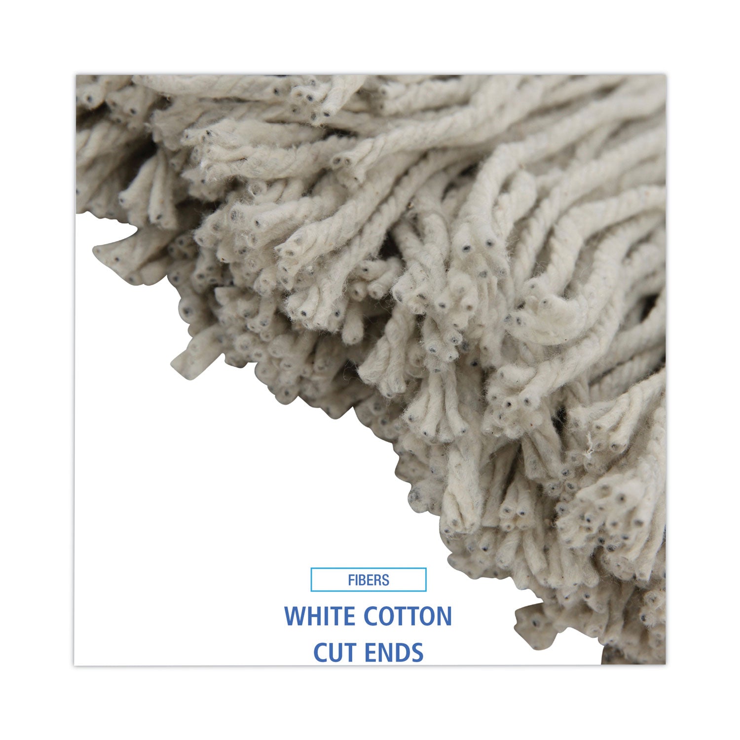 Premium Cut-End Wet Mop Heads, Cotton, 20oz, White, 12/carton