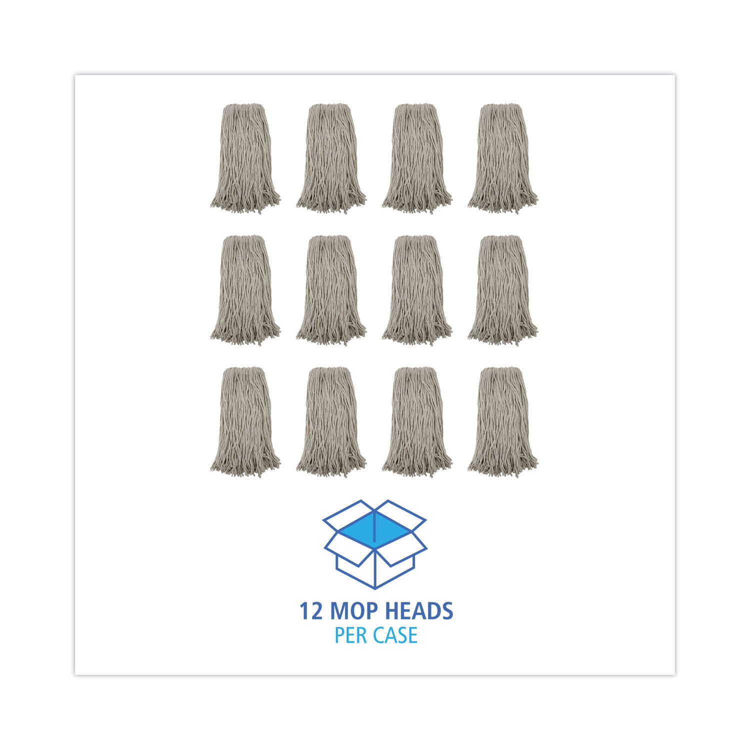 Premium Cut-End Wet Mop Heads, Cotton, 20oz, White, 12/carton
