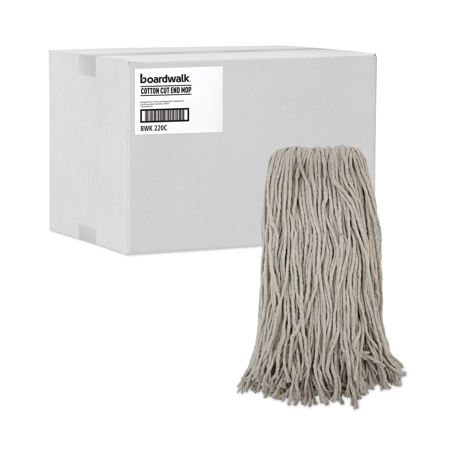 Premium Cut-End Wet Mop Heads, Cotton, 20oz, White, 12/carton