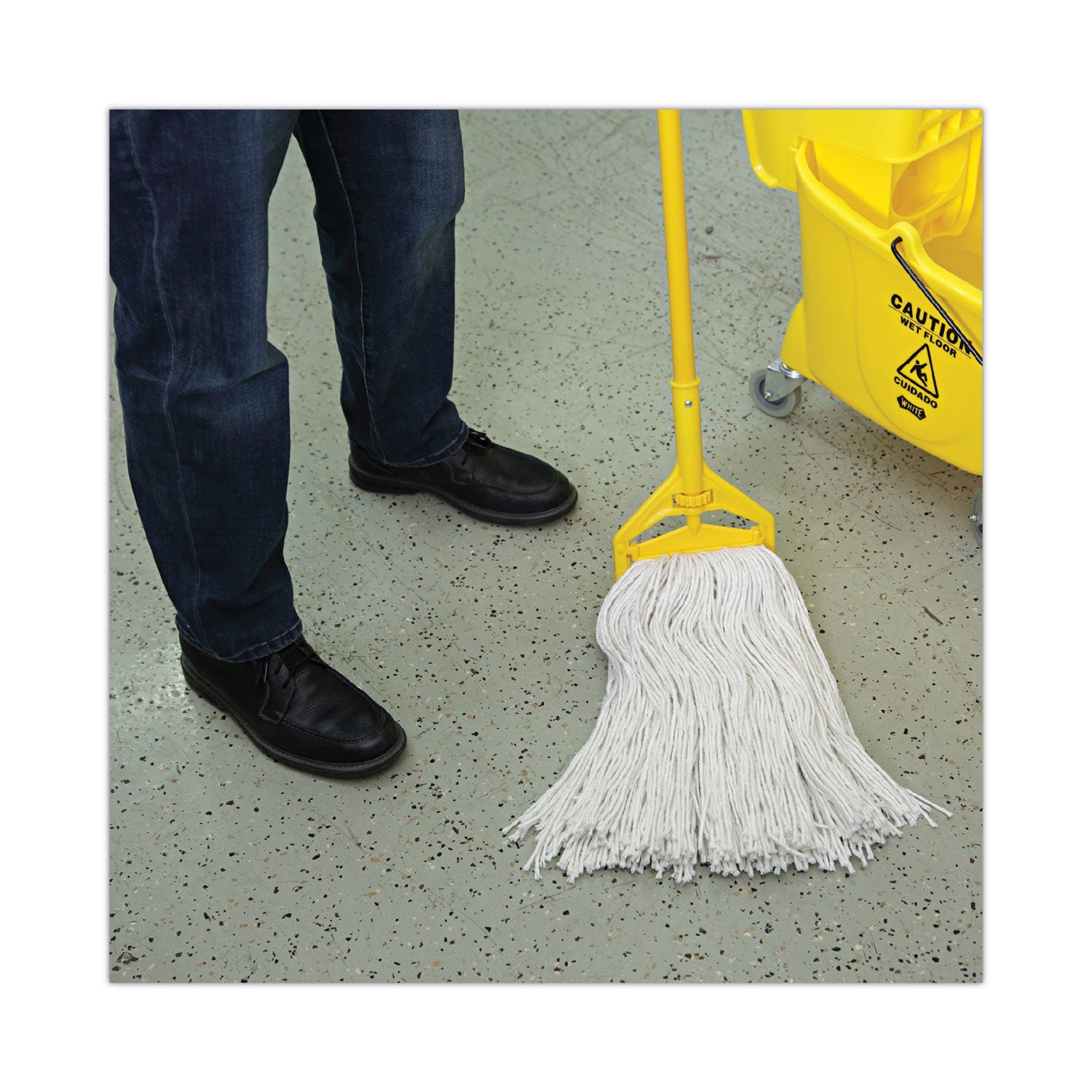 Premium Cut-End Wet Mop Heads, Rayon, 24oz, White, 12/carton