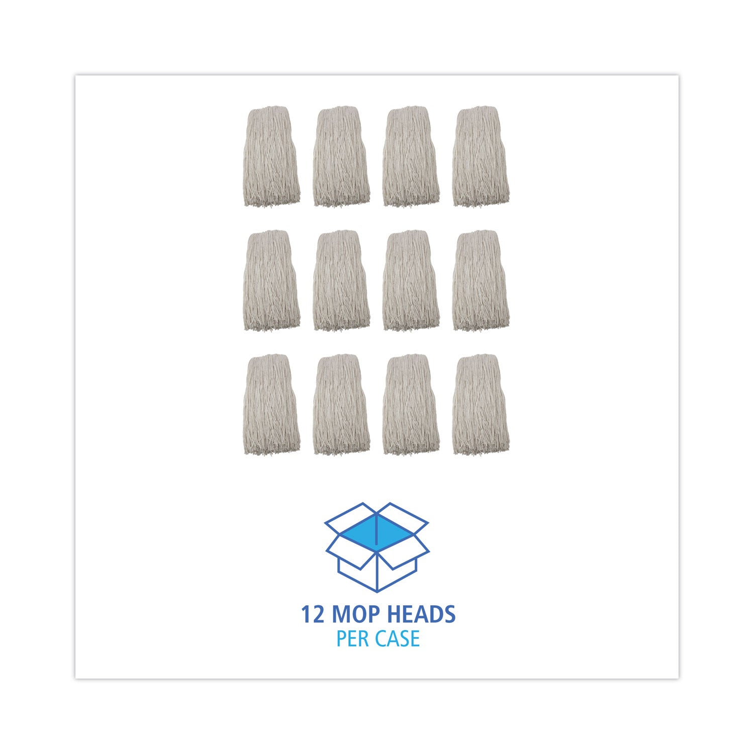 Premium Cut-End Wet Mop Heads, Rayon, 24oz, White, 12/carton