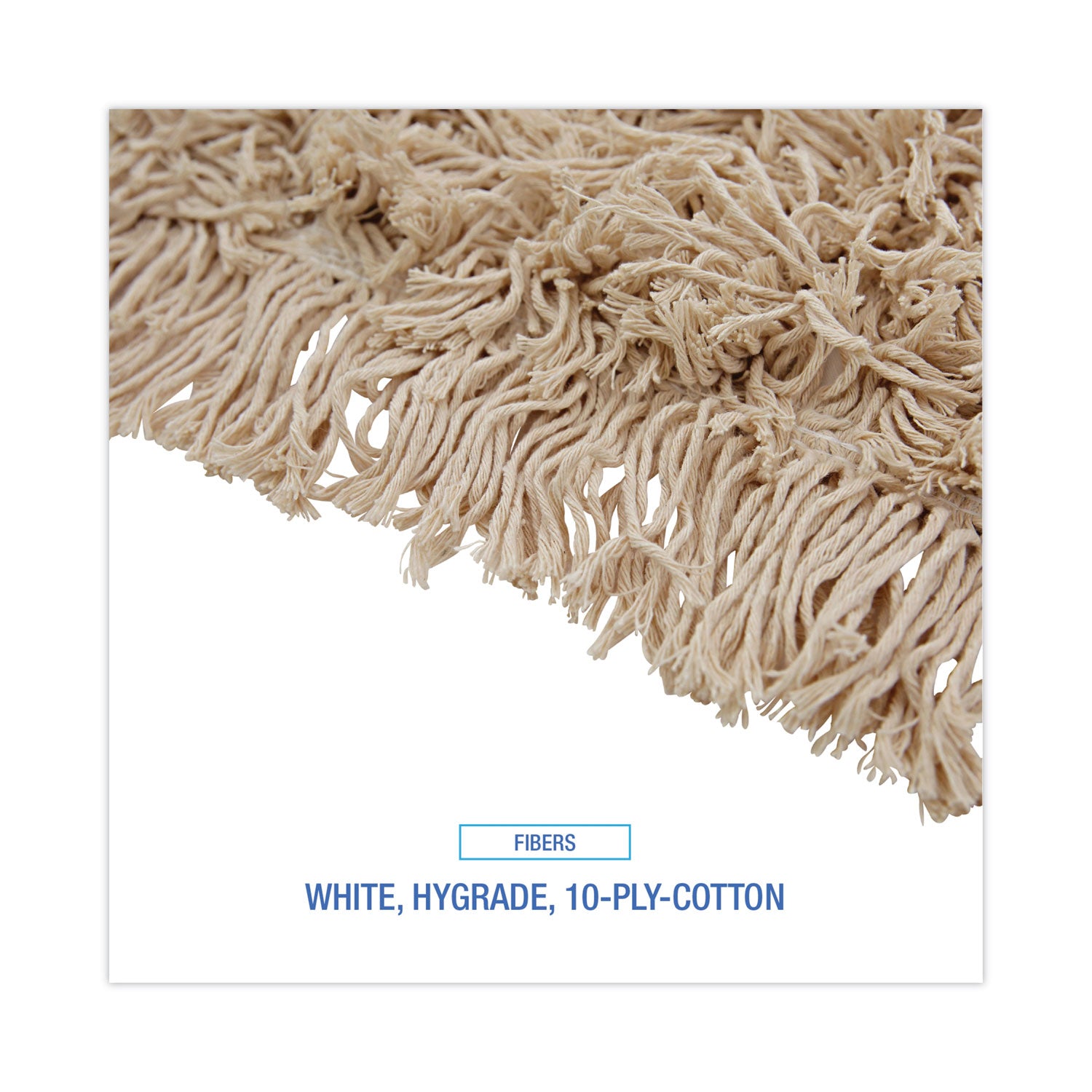 Industrial Dust Mop Head, Hygrade Cotton, 18w X 5d, White