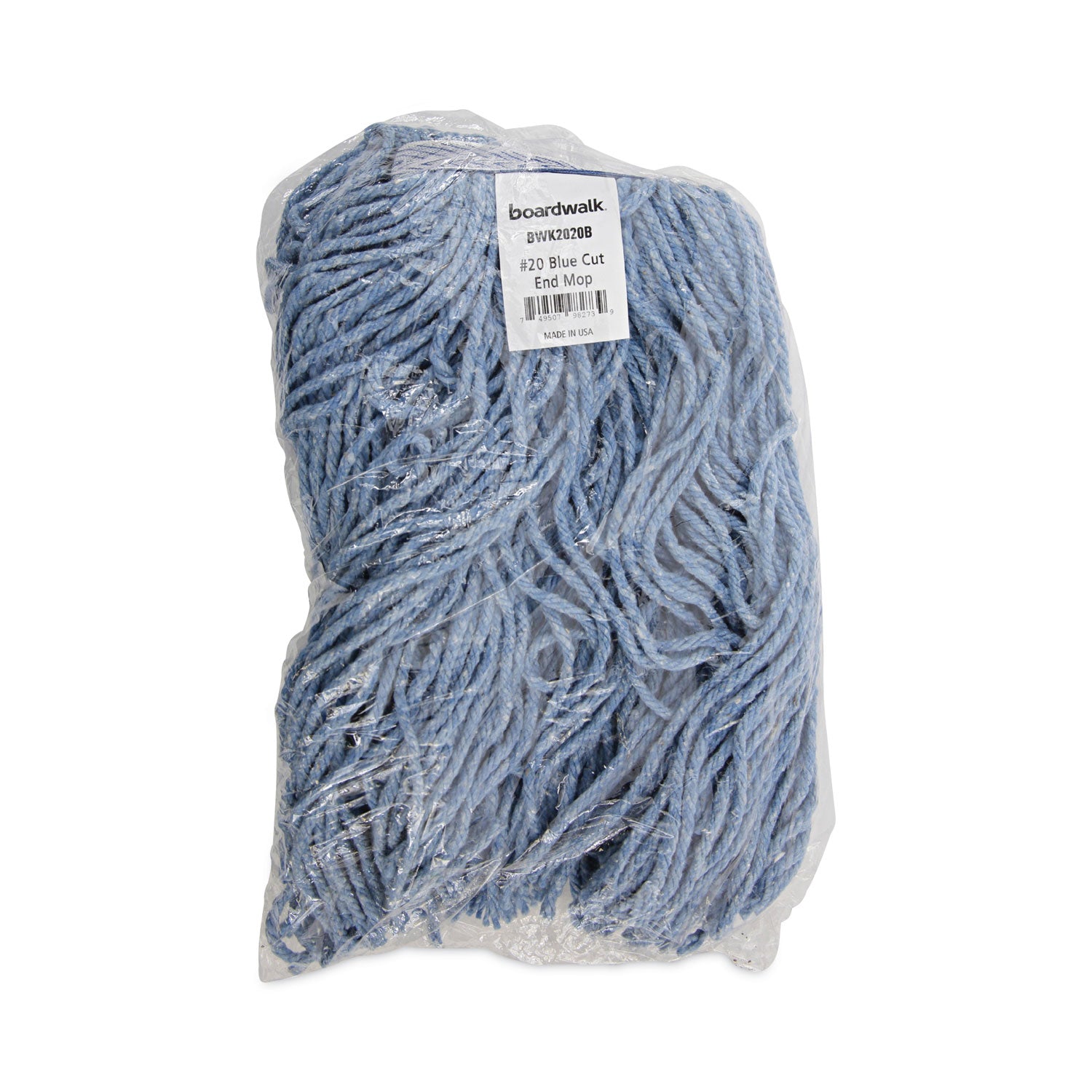 Mop Head, Standard Head, Cotton/synthetic Fiber, Cut-End, #20, Blue, 12/carton
