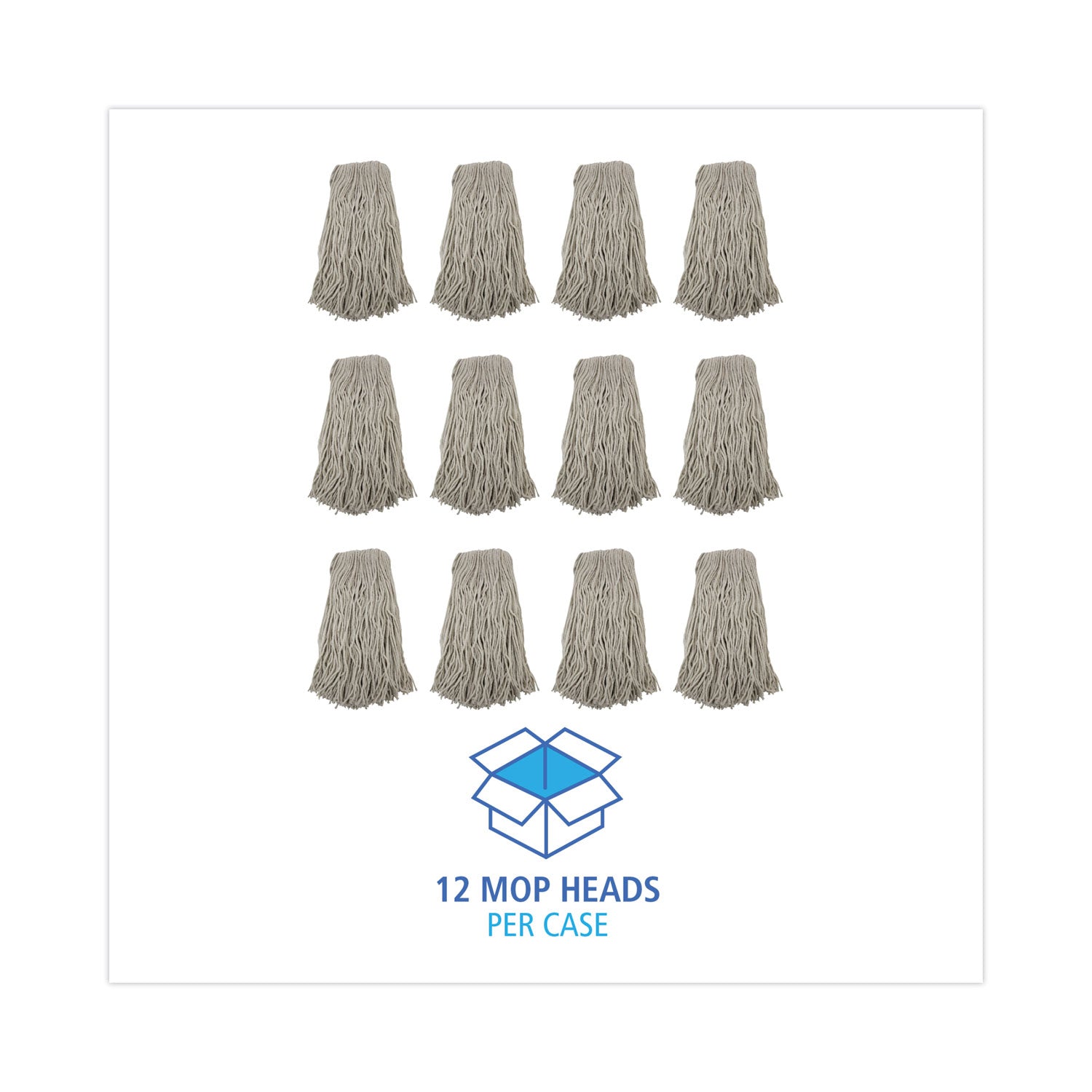 Cut-End Wet Mop Head, Cotton, No. 32, White, 12/carton