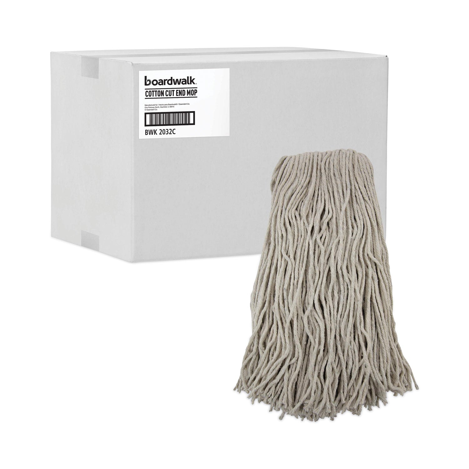 Cut-End Wet Mop Head, Cotton, No. 32, White, 12/carton