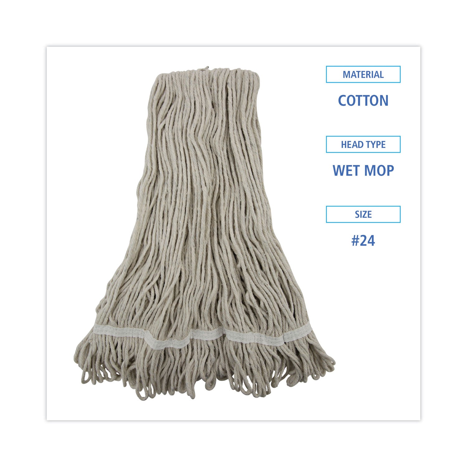 Pro Loop Web/tailband Wet Mop Head, Cotton, 12/carton