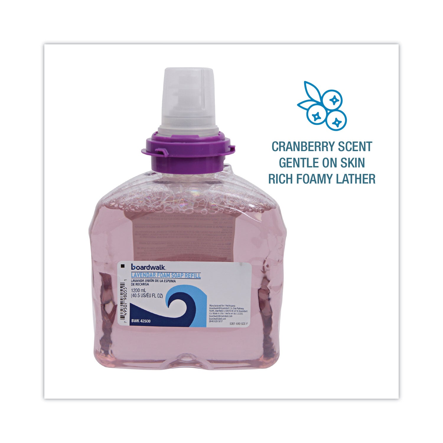 Lavender Foam Soap Refill, Cranberry Scent, 1,200 mL, 2/Carton