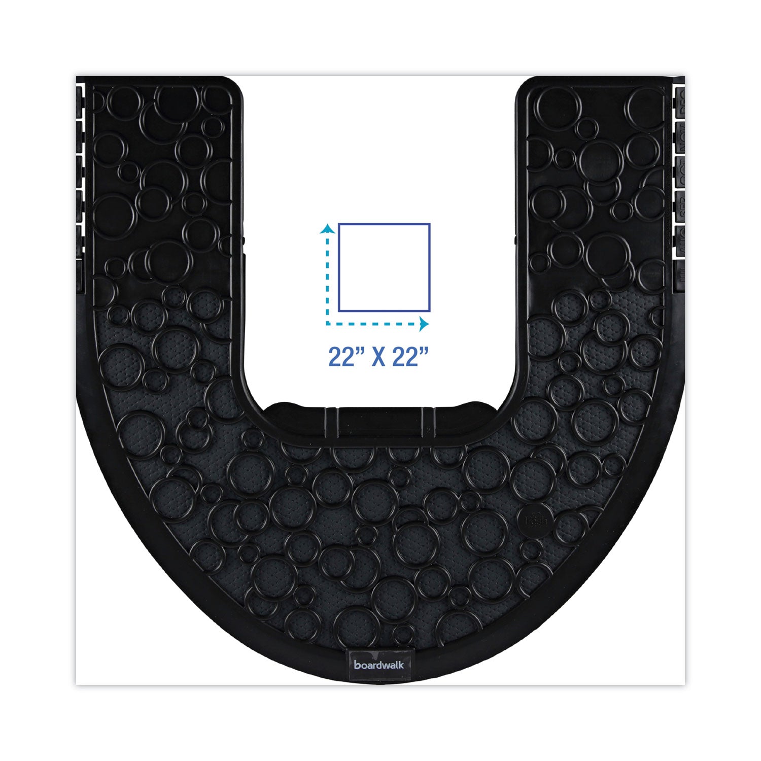 Commode Mat 2.0 Disposable Toilet Floor Mat, Non-Slip Rubber, 22 x 22, Black, 6/Carton