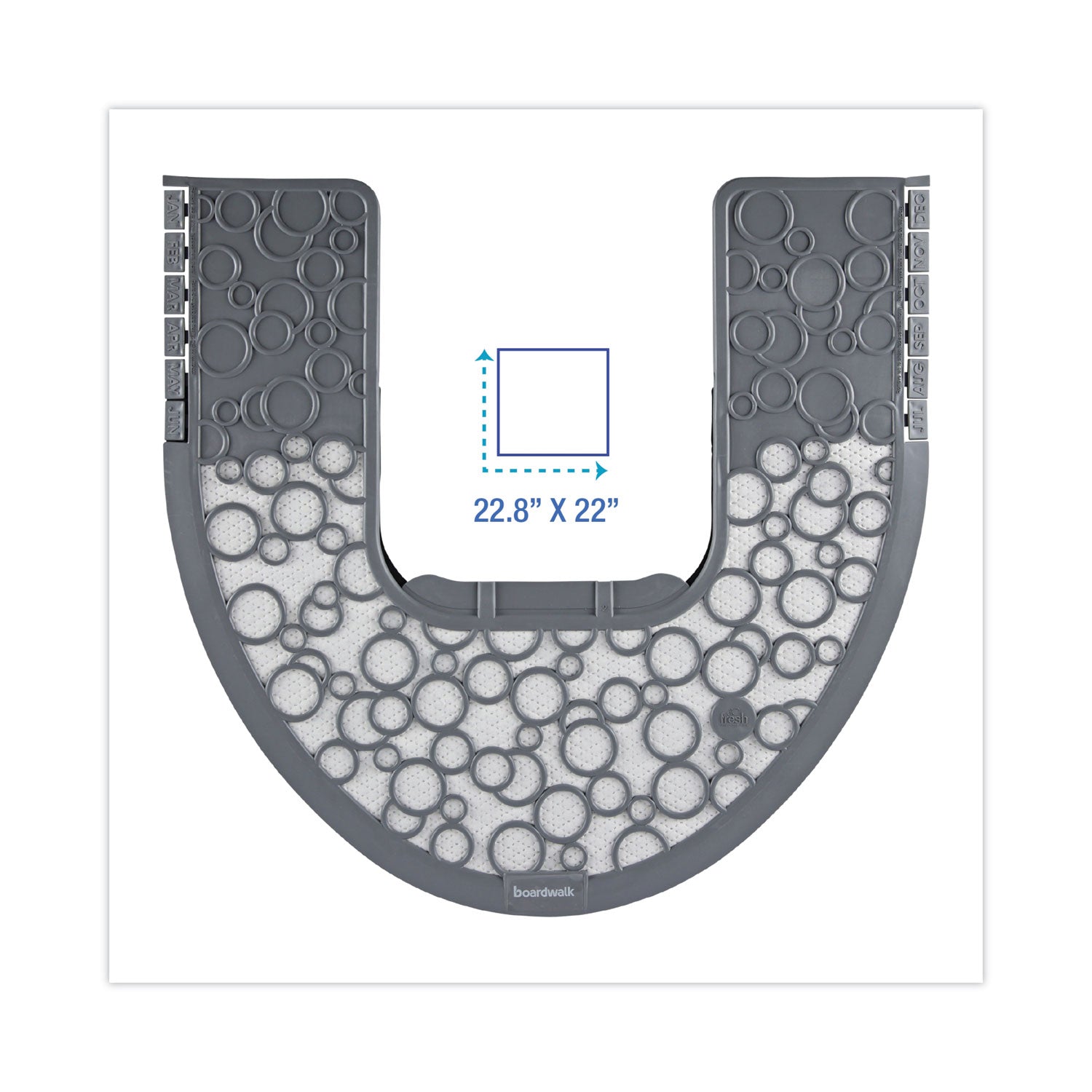 Commode Mat 2.0 Disposable Toilet Floor Mat, Non-Slip Rubber, 22 x 22, Gray/White, 6/Carton
