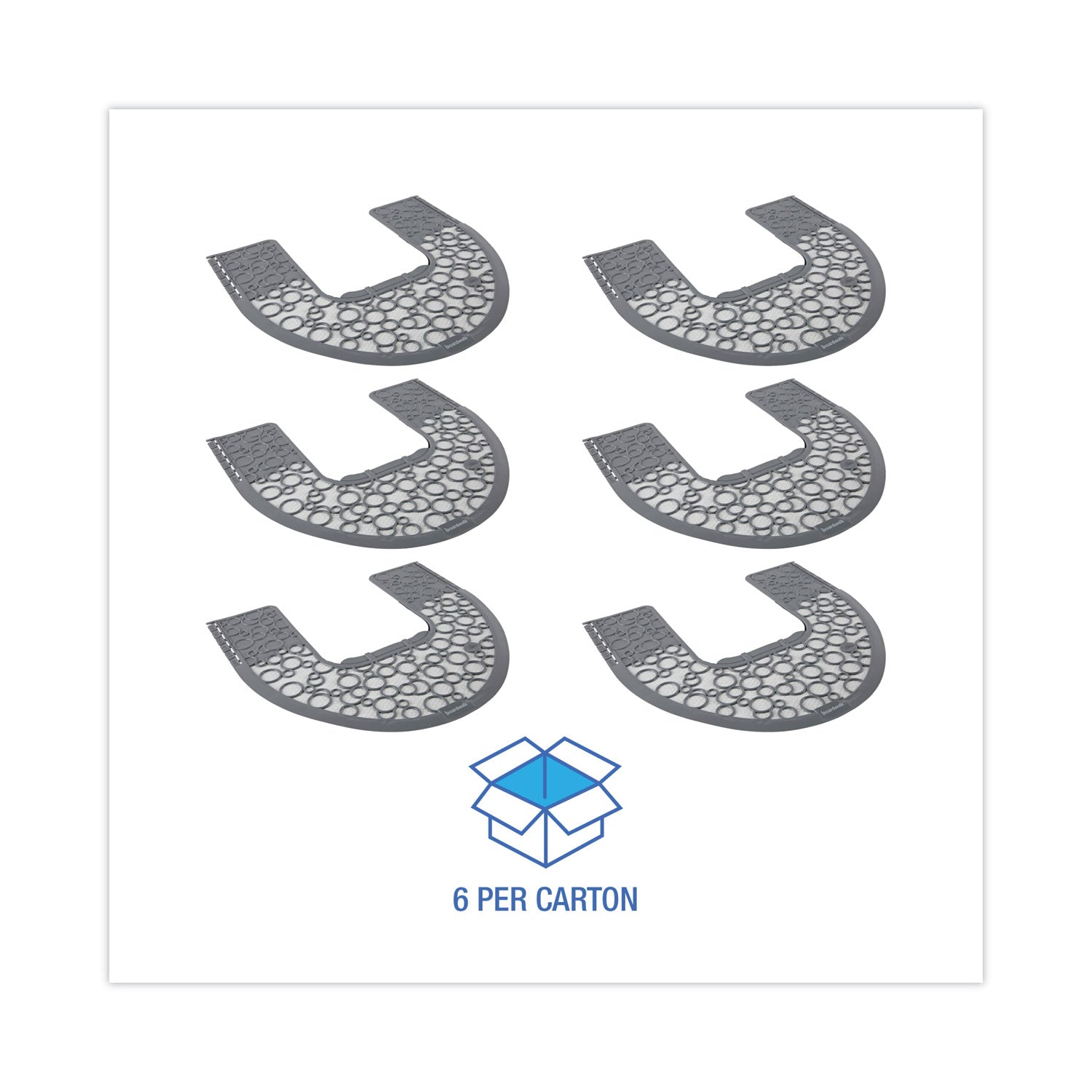 Commode Mat 2.0 Disposable Toilet Floor Mat, Non-Slip Rubber, 22 x 22, Gray/White, 6/Carton
