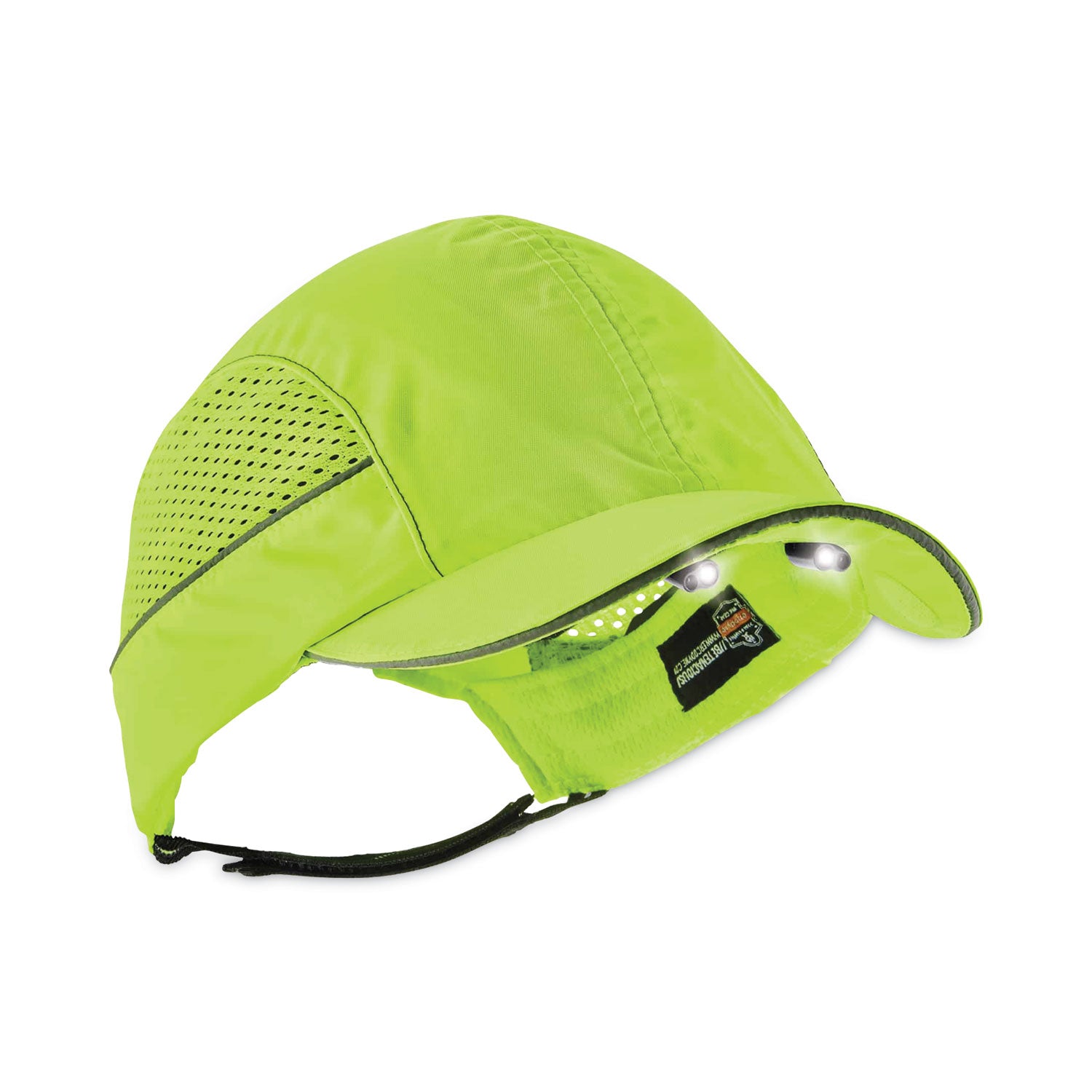 Ergodyne Skullerz 8960 Bump Cap Hat with Built-in LED Light, Lime, Impact Resistant, Lightweight, Reflective, Breathable, Washable, Removable Insert, 1 Each