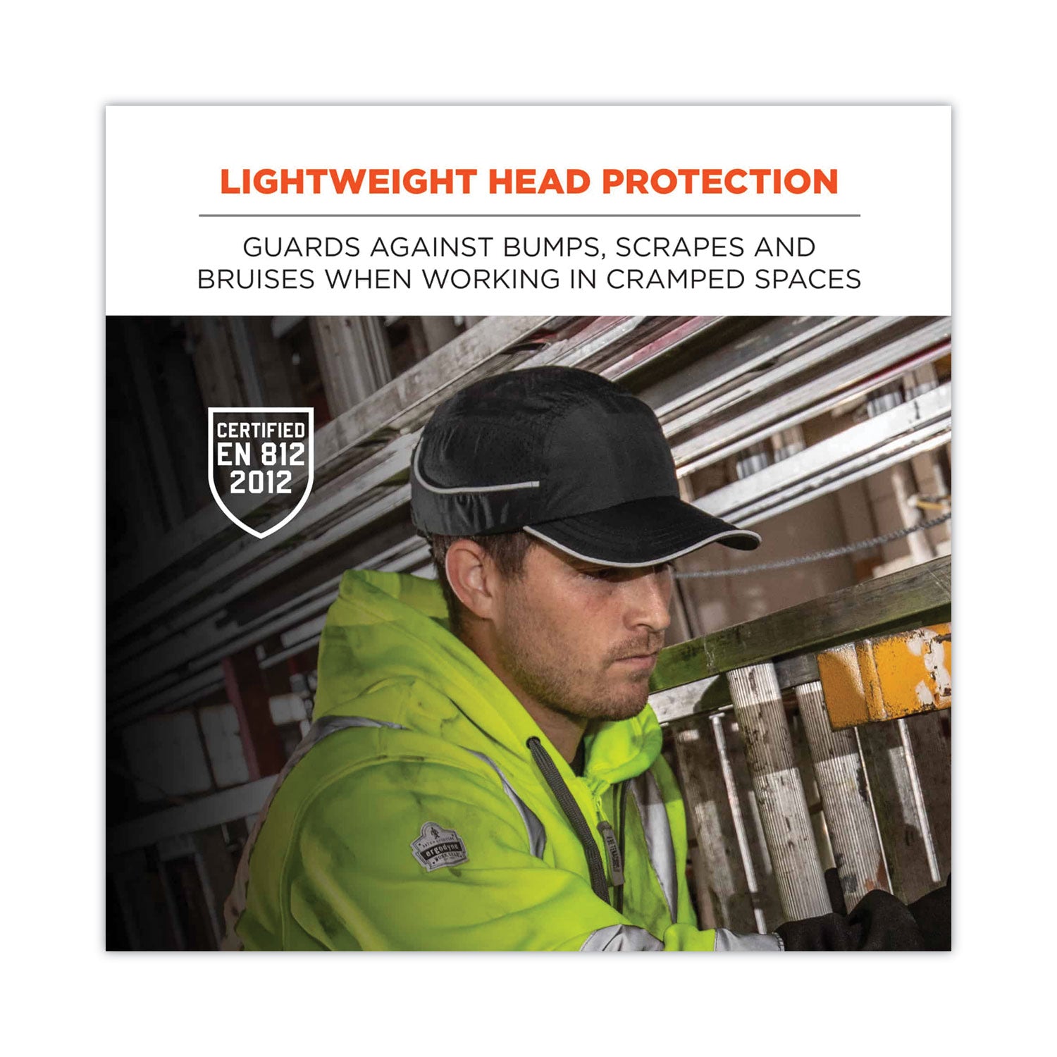 Ergodyne Skullerz 8965 Bump Cap Hat with LED Light, Navy, Lightweight, Breathable, Reflective Strap, Removable, Washable, Antimicrobial, Impact Resistant, Nylon, Includes 4 Batteries, 1 Each