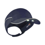 Ergodyne Skullerz 8965 Bump Cap Hat with LED Light, Navy, Lightweight, Breathable, Reflective Strap, Removable, Washable, Antimicrobial, Impact Resistant, Nylon, Includes 4 Batteries, 1 Each