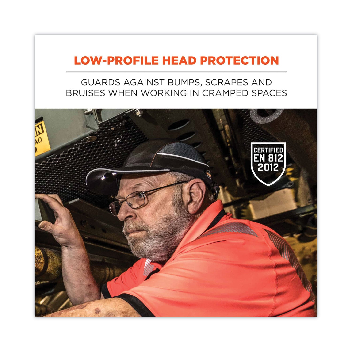 Ergodyne Skullerz 8960 Bump Cap Hat, Lime, Built-in LED, Impact Resistant, Lightweight, Reflective, Breathable, Washable, Removable Insert, 1 Each