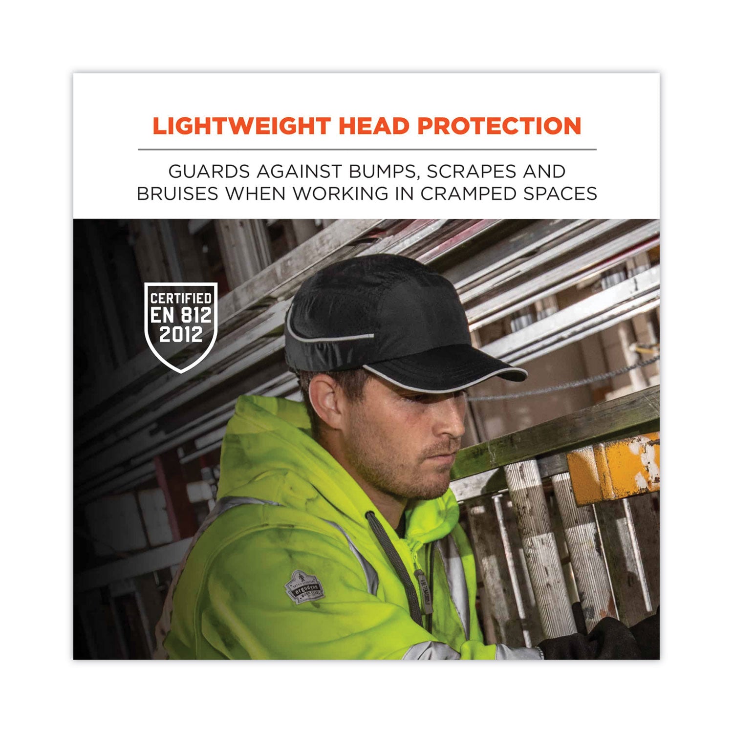 Ergodyne 8965 Long Brim Cap with LED Light, Navy, Lightweight, Impact Resistant, Breathable, Removable, Reflective Strap, Washable, Antimicrobial, 1 Each