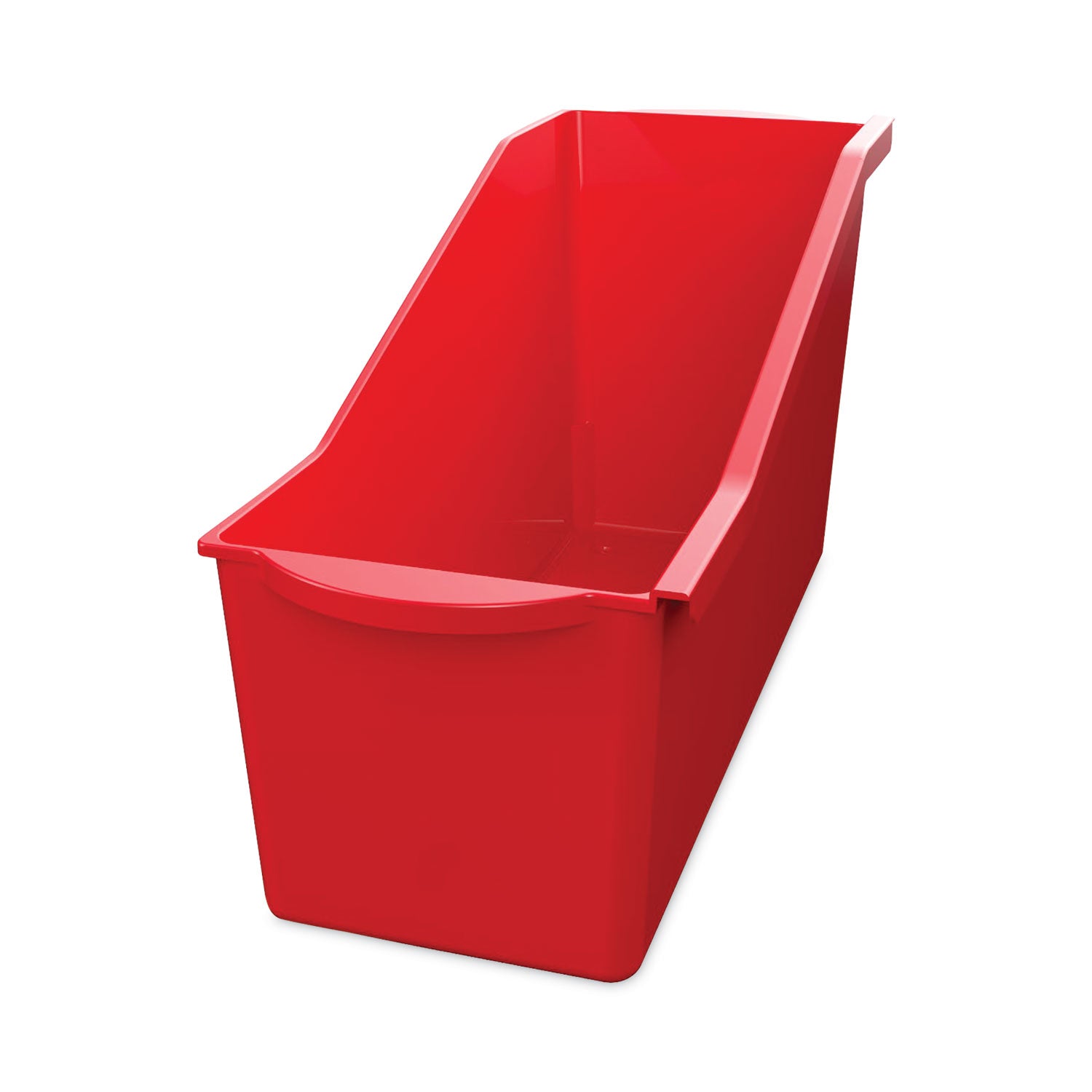 Deflecto Antimicrobial Kids Book Bin - 7.35" Height x 14.20" Width x 5.34" Depth - Antimicrobial, Lightweight, Portable, Mold Resistant, Mildew Resistant, Stackable, Handle - Red - Polypropylene - 1 Each