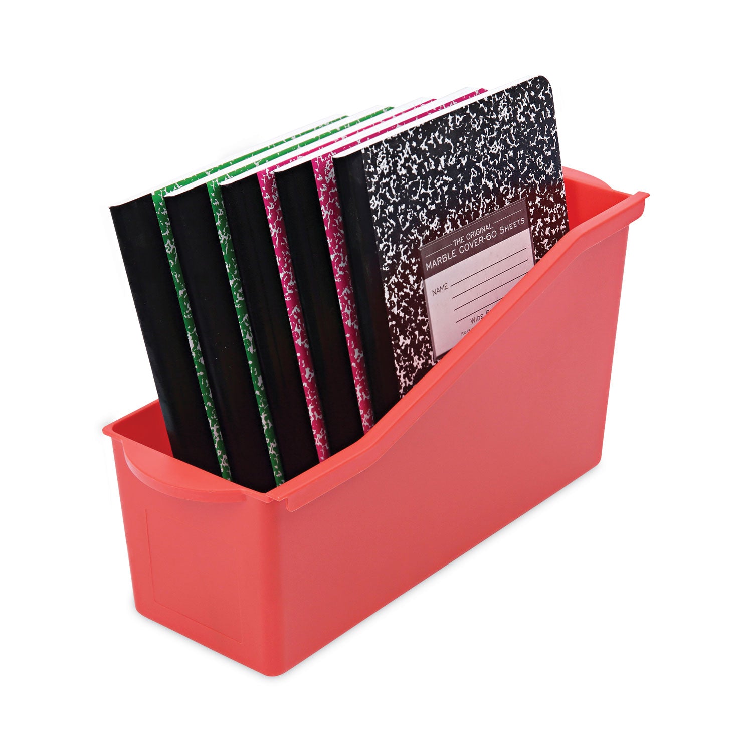 Deflecto Antimicrobial Kids Book Bin - 7.35" Height x 14.20" Width x 5.34" Depth - Antimicrobial, Lightweight, Portable, Mold Resistant, Mildew Resistant, Stackable, Handle - Red - Polypropylene - 1 Each