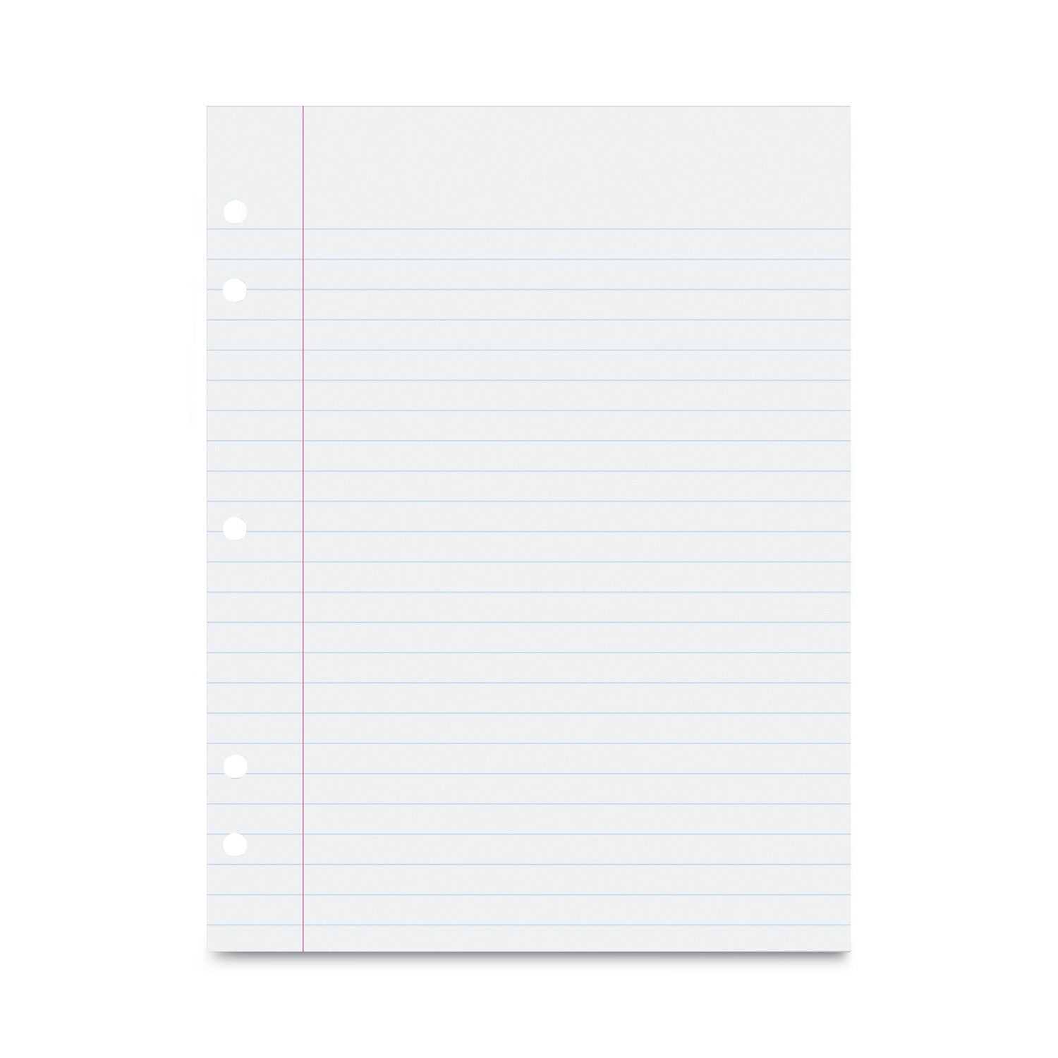 Composition Paper, White, 5-Hole Punched, Red Margin, 3/8" Ruled, 8" x 10-1/2", 500 Sheets