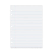 Composition Paper, White, 5-Hole Punched, Red Margin, 3/8" Ruled, 8" x 10-1/2", 500 Sheets