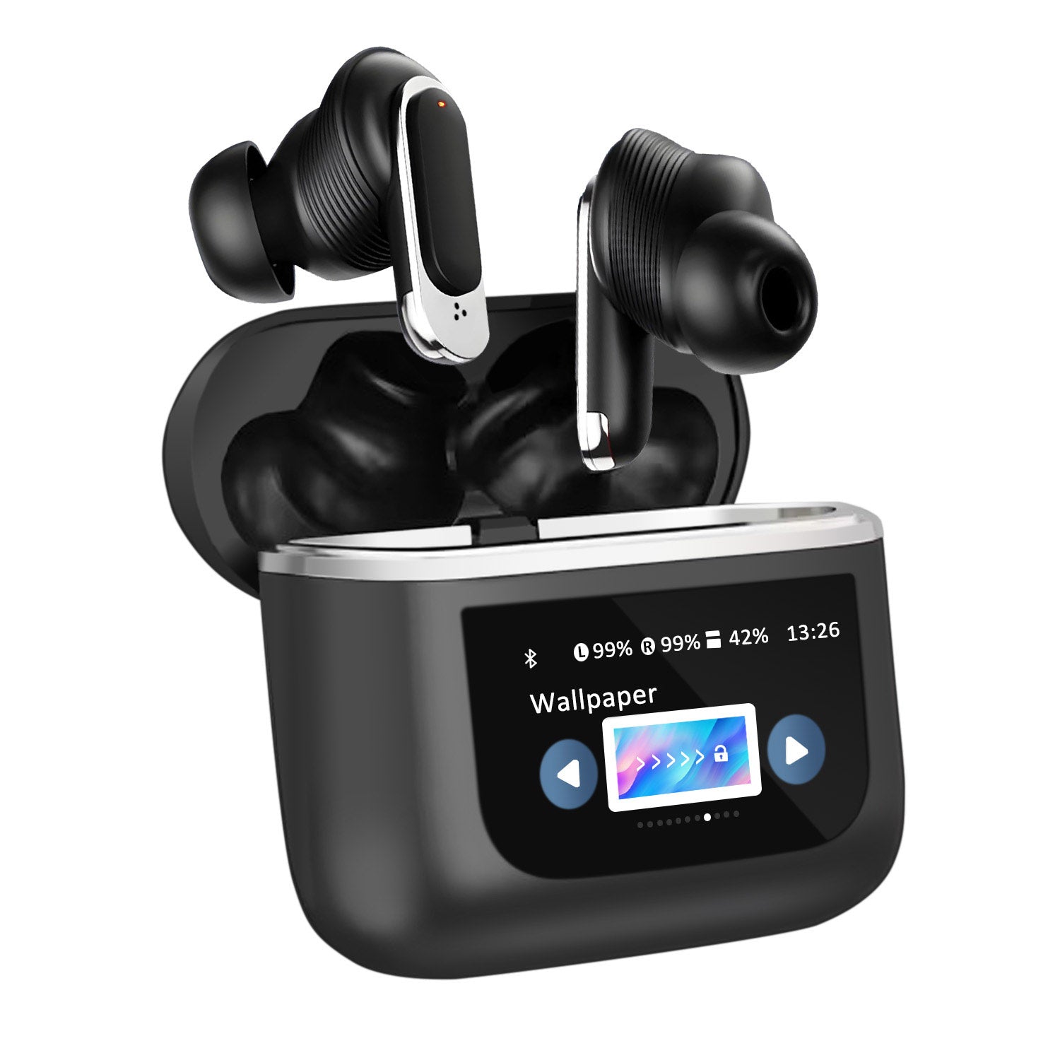 Wireless Earbuds with LCD Full-Color Touch Screen