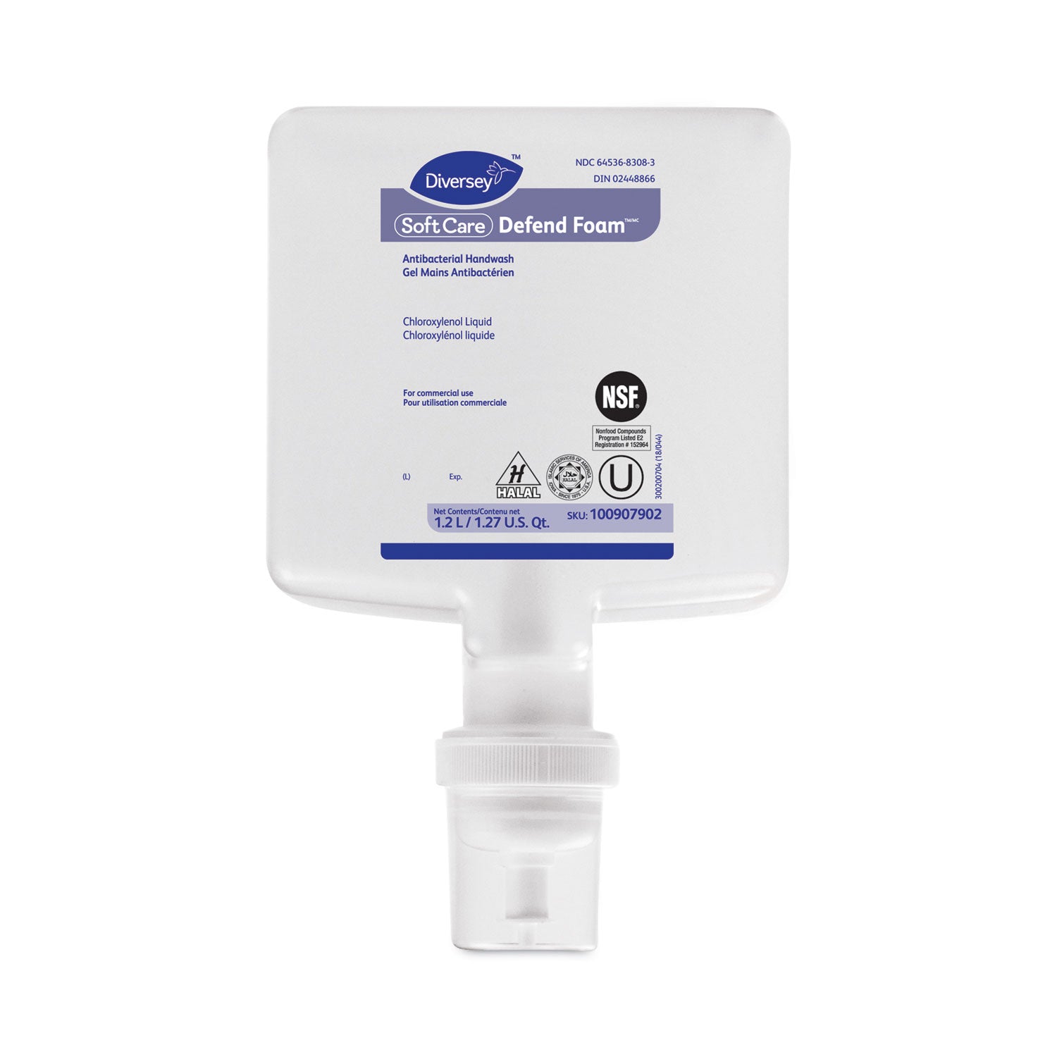 1.27 quart - Bacteria Remover, Soil Remover - Hand, Healthcare, Food Handling - Antibacterial - Clear - Unscented, Residue-free, Quick Rinse, Fragrance-free - 6 / Carton