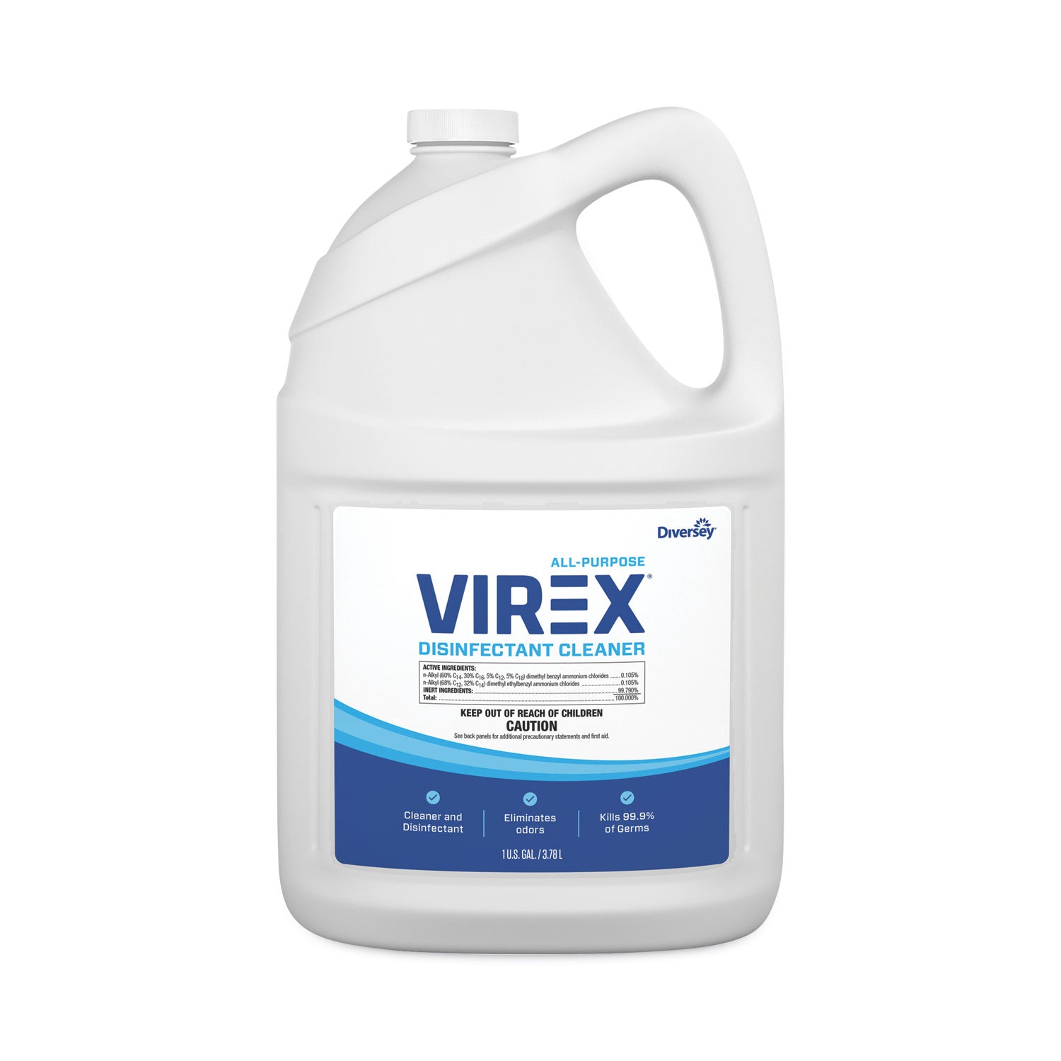 Diversey All-Purpose Virex Disinfectant Cleaner - Ready-To-Use - 128 fl oz (4 quart) - Citrus Scent - Deodorize, Odor Neutralizer - Clear - 2 / Carton