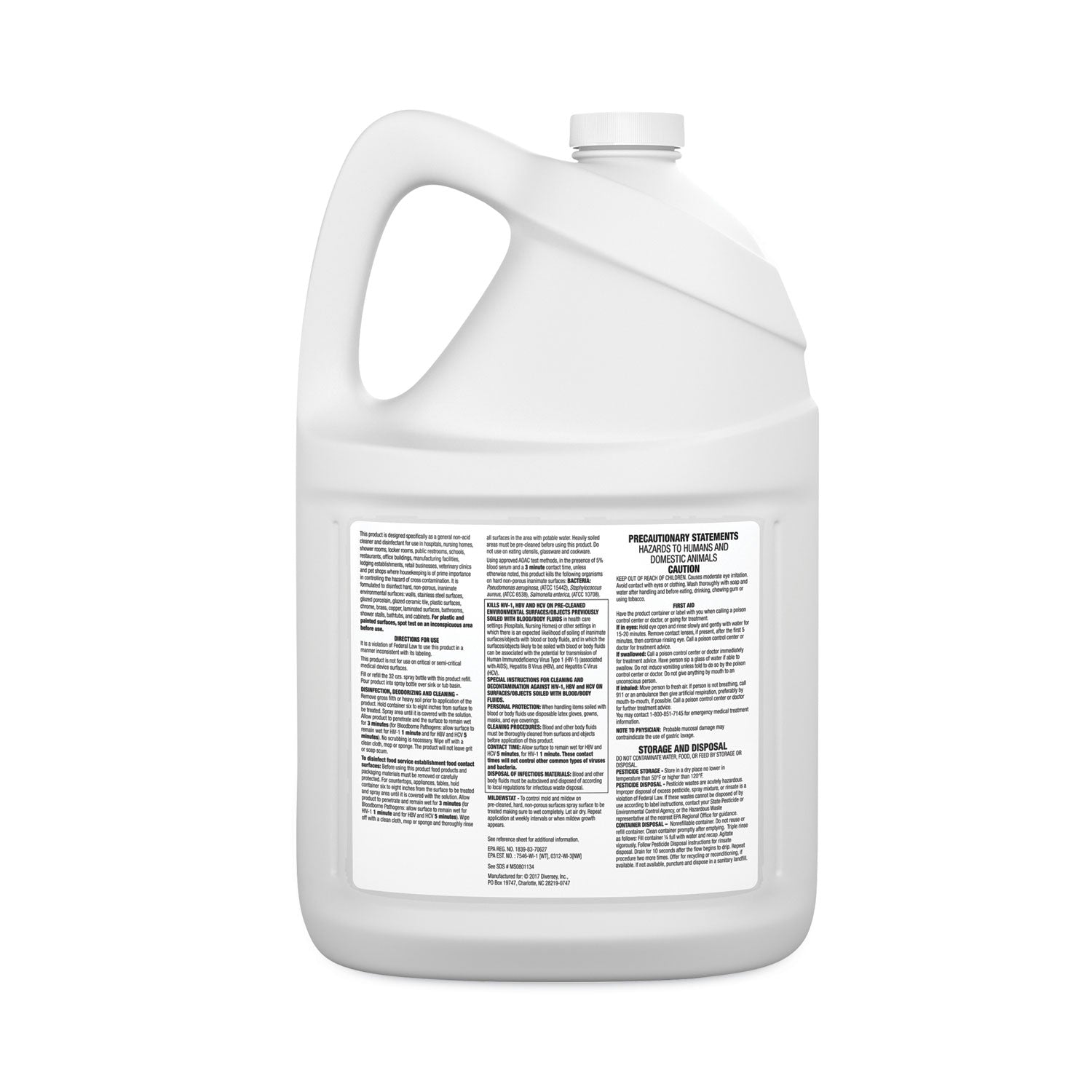 Diversey All-Purpose Virex Disinfectant Cleaner - Ready-To-Use - 128 fl oz (4 quart) - Citrus Scent - Deodorize, Odor Neutralizer - Clear - 2 / Carton