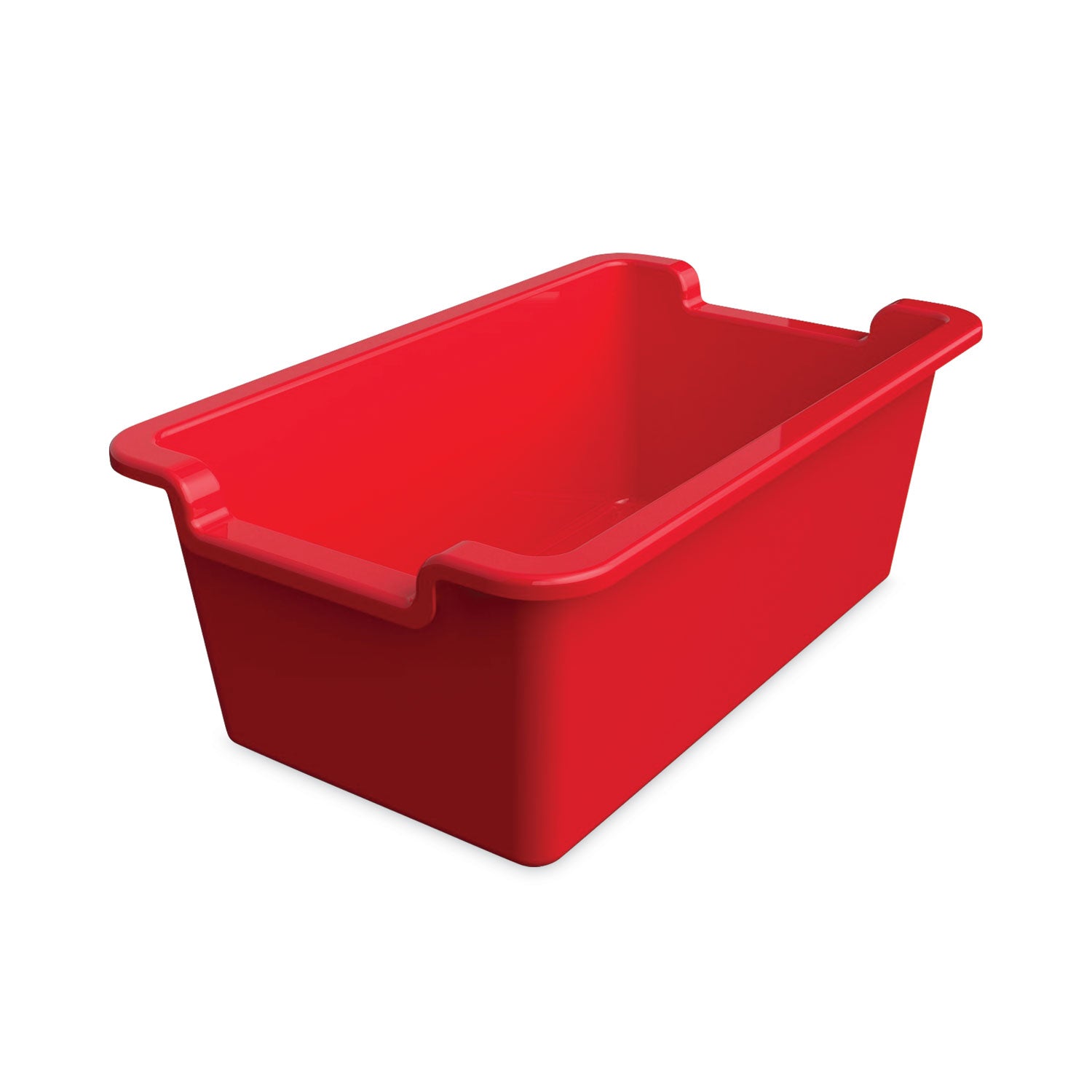 Deflecto Antimicrobial Rectangular Storage Bin - 5.06" Height x 13.24" Width x 8.05" Depth - Antimicrobial, Lightweight, Mold Resistant, Mildew Resistant, Handle, Portable, Stackable - Red - Polypropylene - 1 Each