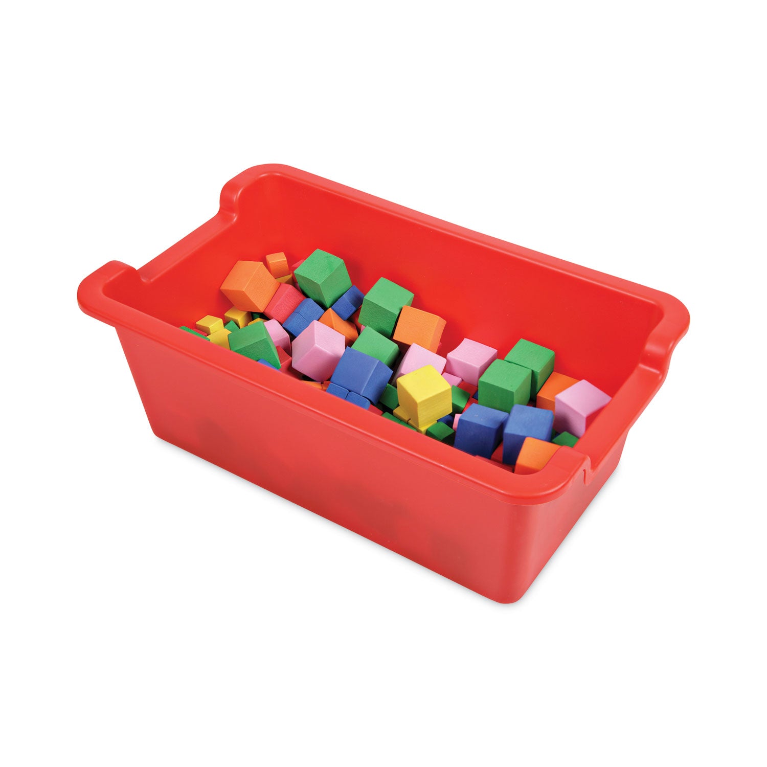 Deflecto Antimicrobial Rectangular Storage Bin - 5.06" Height x 13.24" Width x 8.05" Depth - Antimicrobial, Lightweight, Mold Resistant, Mildew Resistant, Handle, Portable, Stackable - Red - Polypropylene - 1 Each