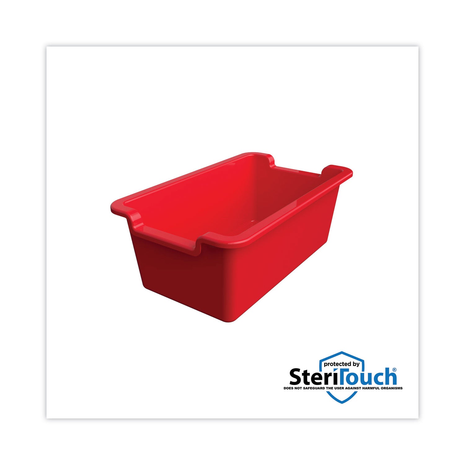 Deflecto Antimicrobial Rectangular Storage Bin - 5.06" Height x 13.24" Width x 8.05" Depth - Antimicrobial, Lightweight, Mold Resistant, Mildew Resistant, Handle, Portable, Stackable - Red - Polypropylene - 1 Each