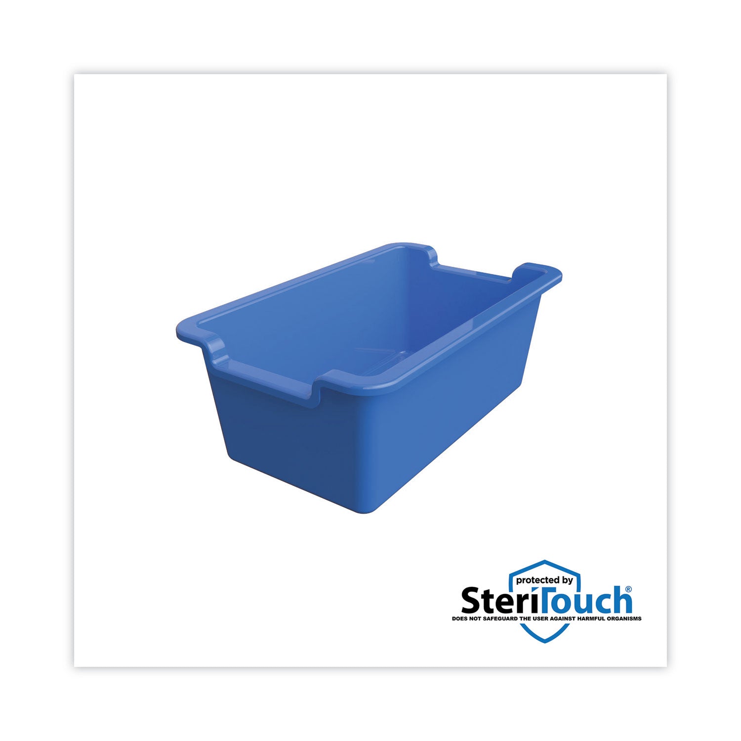 Deflecto Antimicrobial Rectangular Storage Bin - 5.06" Height x 13.24" Width x 8.05" Depth - Antimicrobial, Lightweight, Mold Resistant, Mildew Resistant, Handle, Portable, Stackable - Blue - Polypropylene - 1 Each