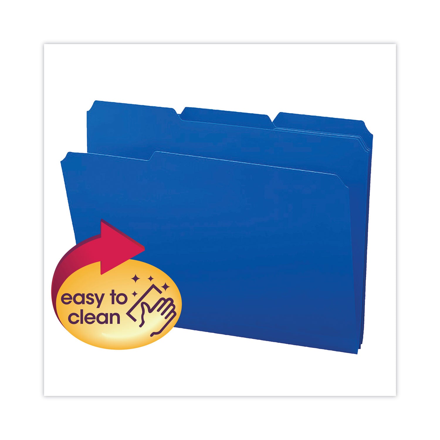 Smead 1/3 Tab Cut Letter Top Tab File Folder - 8 1/2" x 11" - Top Tab Location - Assorted Tab Position - Polypropylene - Blue - 24 / Box