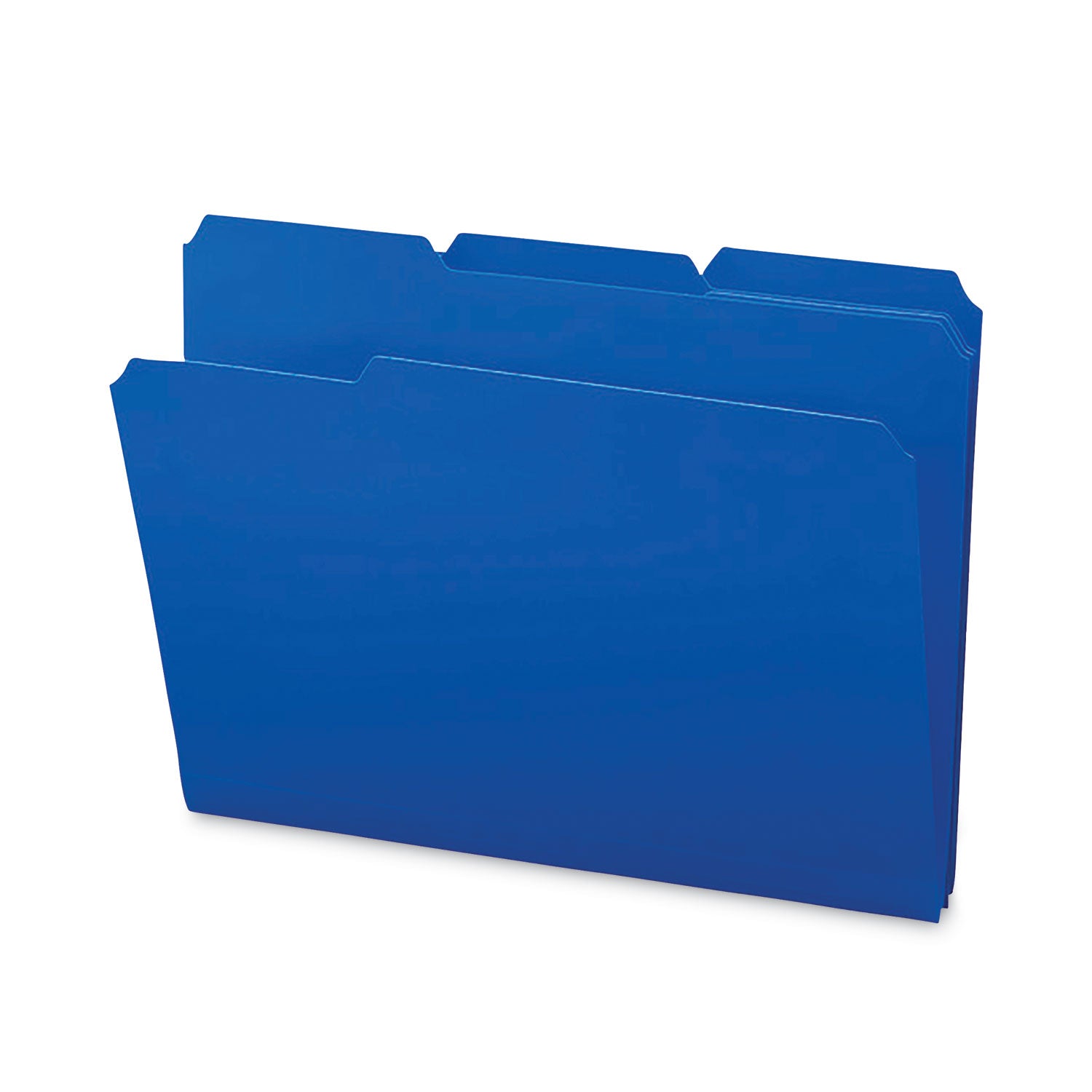 Smead 1/3 Tab Cut Letter Top Tab File Folder - 8 1/2" x 11" - Top Tab Location - Assorted Tab Position - Polypropylene - Blue - 24 / Box