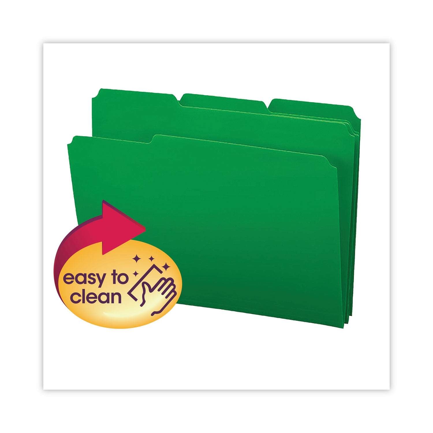 Smead 1/3 Tab Cut Letter Top Tab File Folder - 8 1/2" x 11" - 3/4" Expansion - Top Tab Location - Assorted Tab Position - Polypropylene - Green - 24 / Box