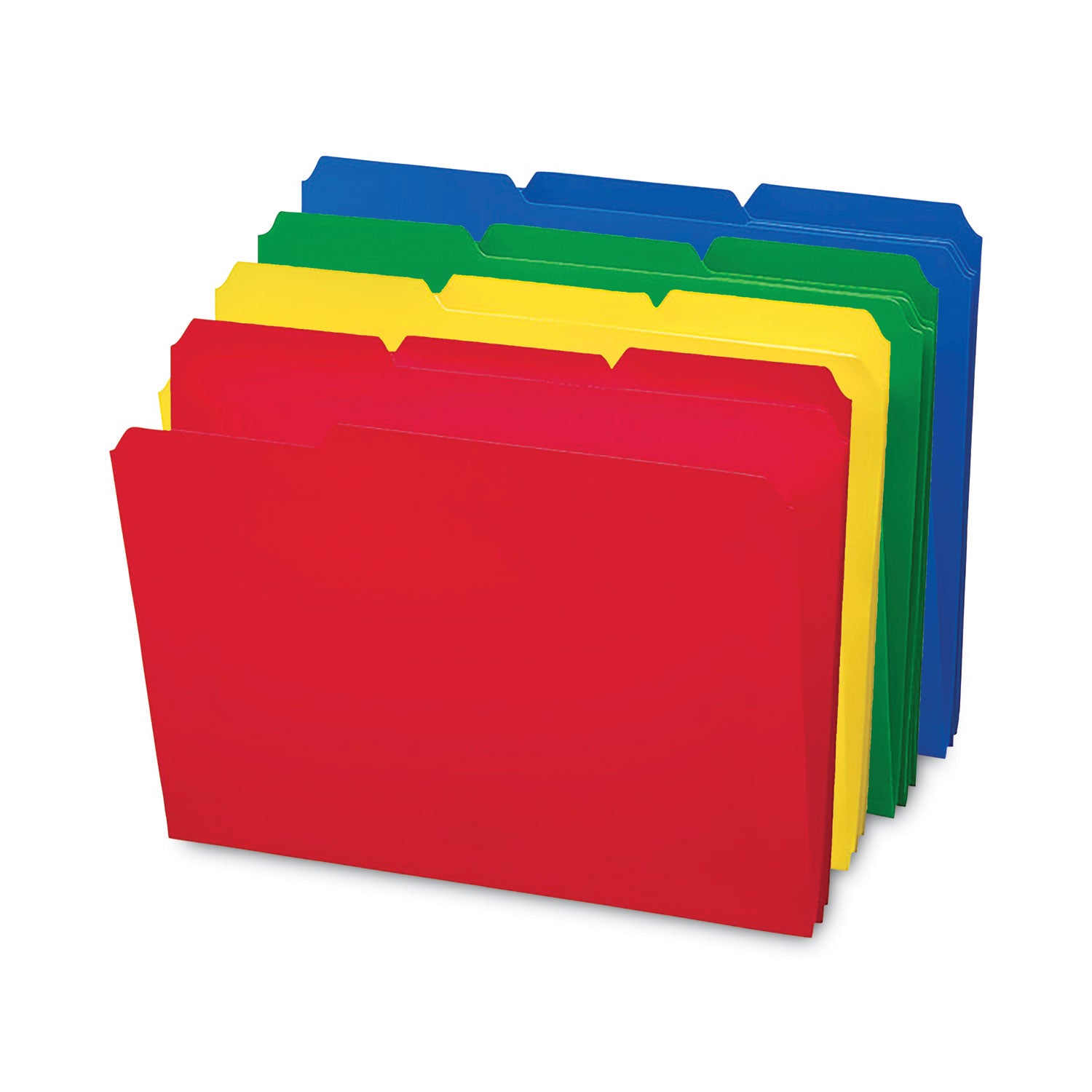 Smead 1/3 Tab Cut Letter Top Tab File Folder - 8 1/2" x 11" - 3/4" Expansion - Top Tab Location - Assorted Tab Position - 17 pt. - Polypropylene - Blue, Green, Yellow, Red - 24 / Box
