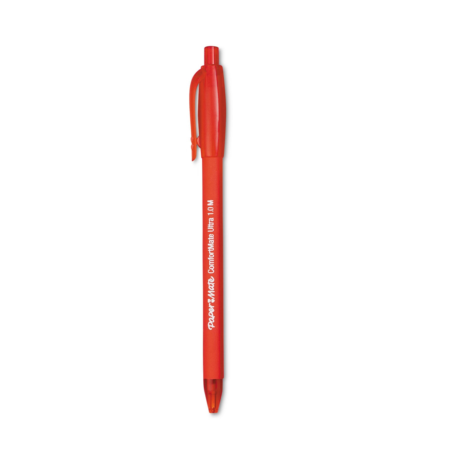 Paper Mate Comfort Mate Retractable Pens - Medium Pen Point - Retractable - Red Ink - Rubber Barrel - 1 Dozen