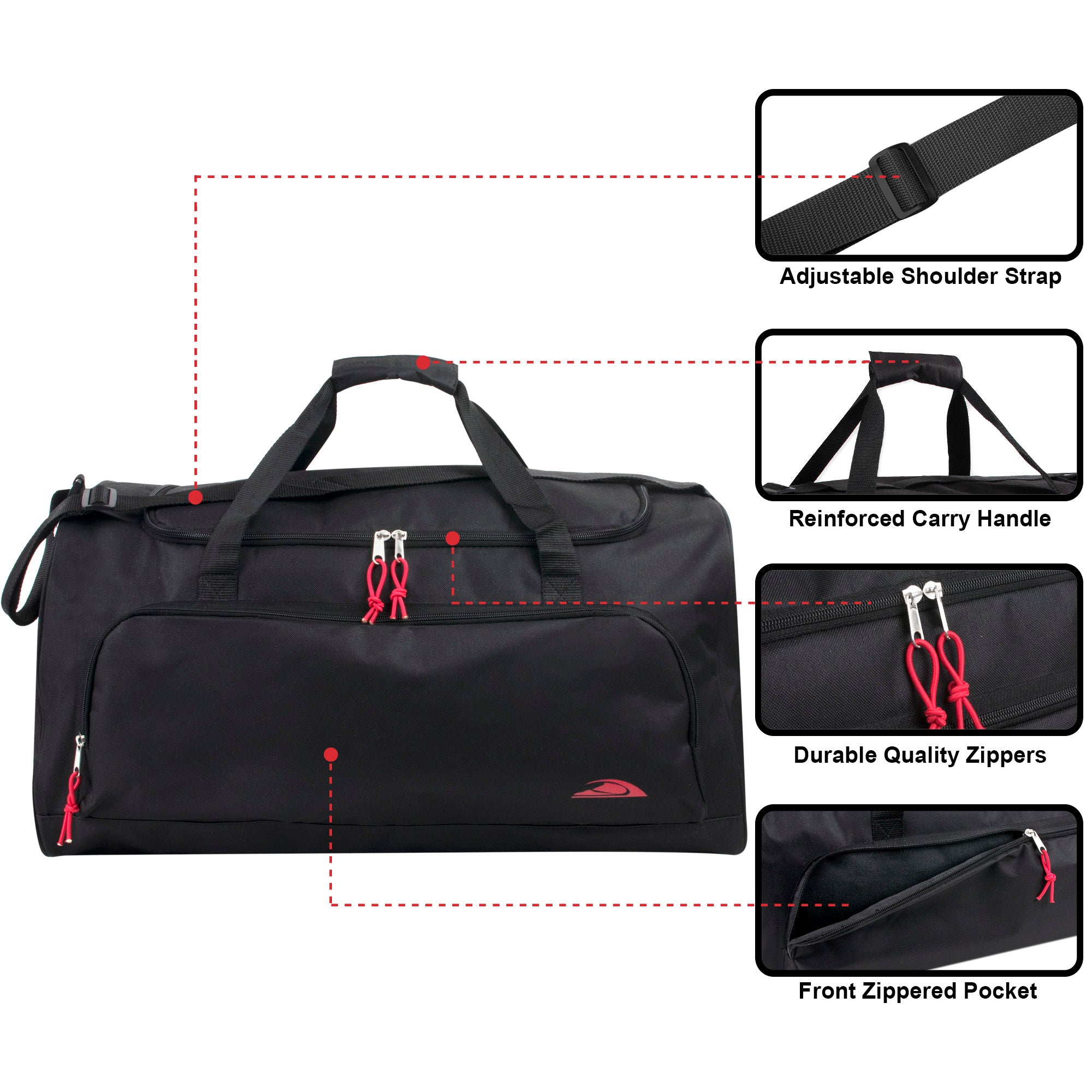 24 Inch Wide-Pocket Duffle Bags - Assorted - 24 in the Pack